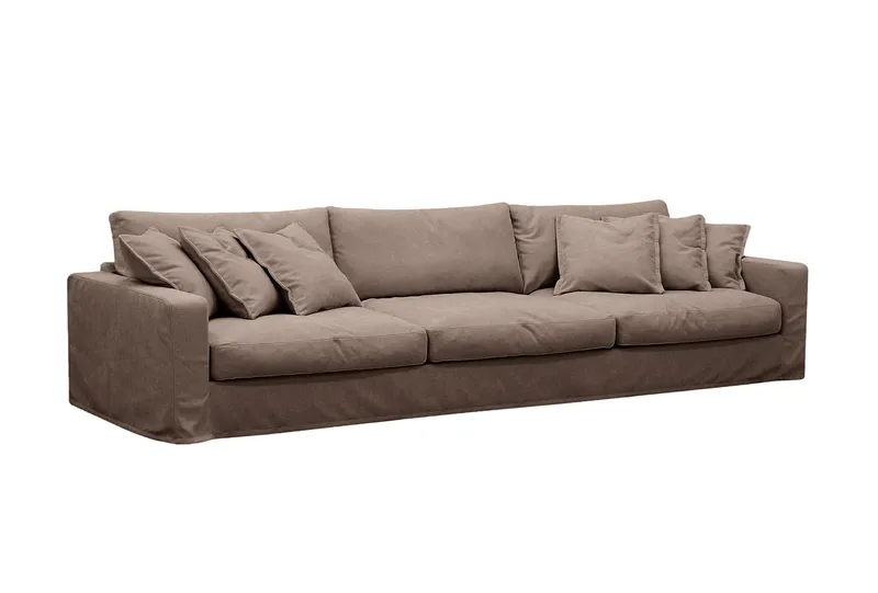 Valencia Extra Dyp 5-seters sofa + fotskammel med avtakbart og vaskbart trekk - Mørkebrun - Møbler - Sofaer