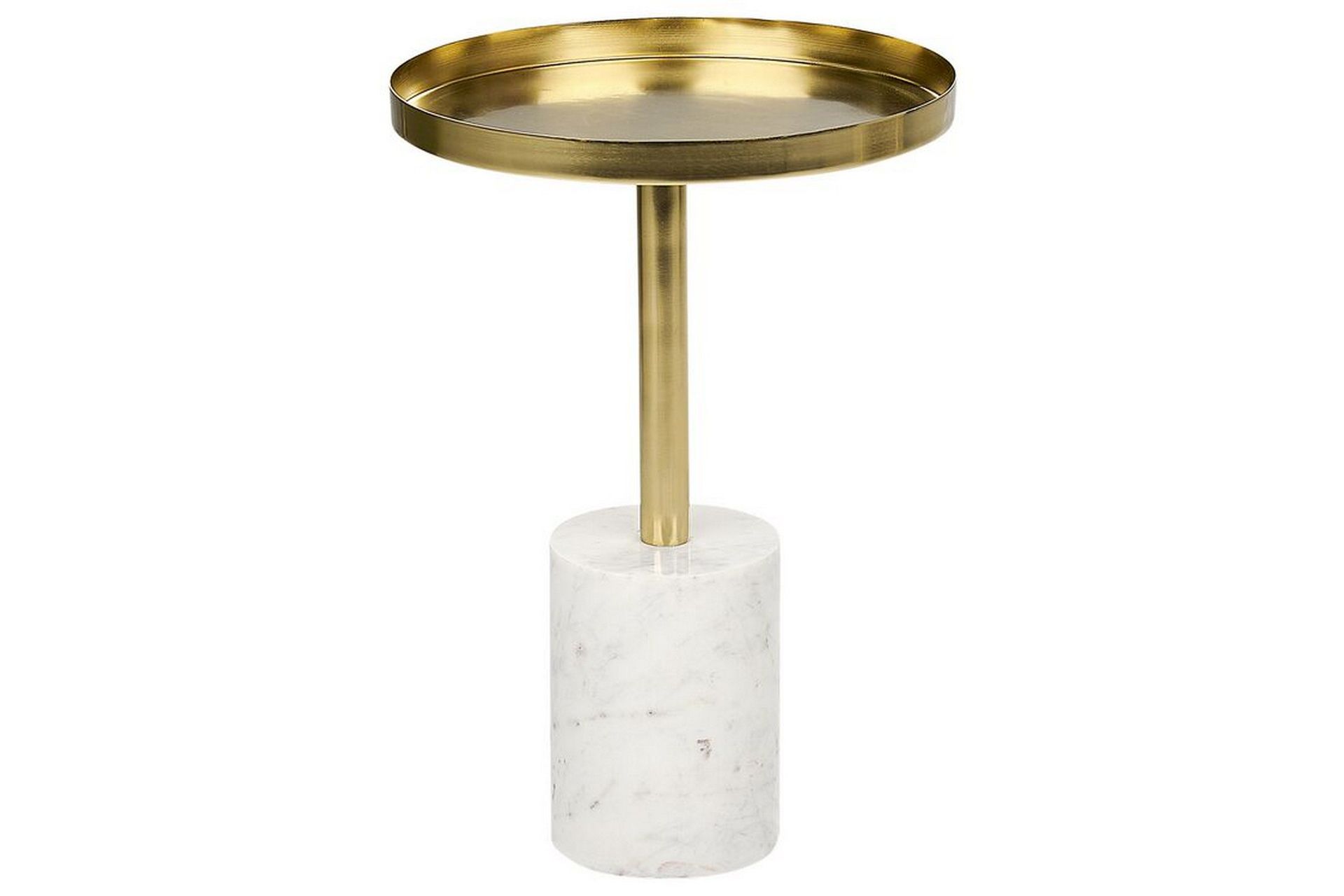 Sidebord Hvit Gull Metall 36 x 52 x 36 cm Marmorbase Rund og geometrisk form Moderne design Småbord