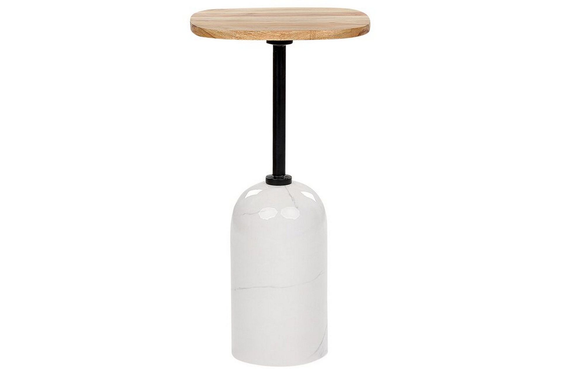 Sidebord Hvit Lyst tre Metall 30 x 59 x 30 cm Marmoreffekt Bordplate i akasietre Rund og geometrisk form Moderne design Småbord