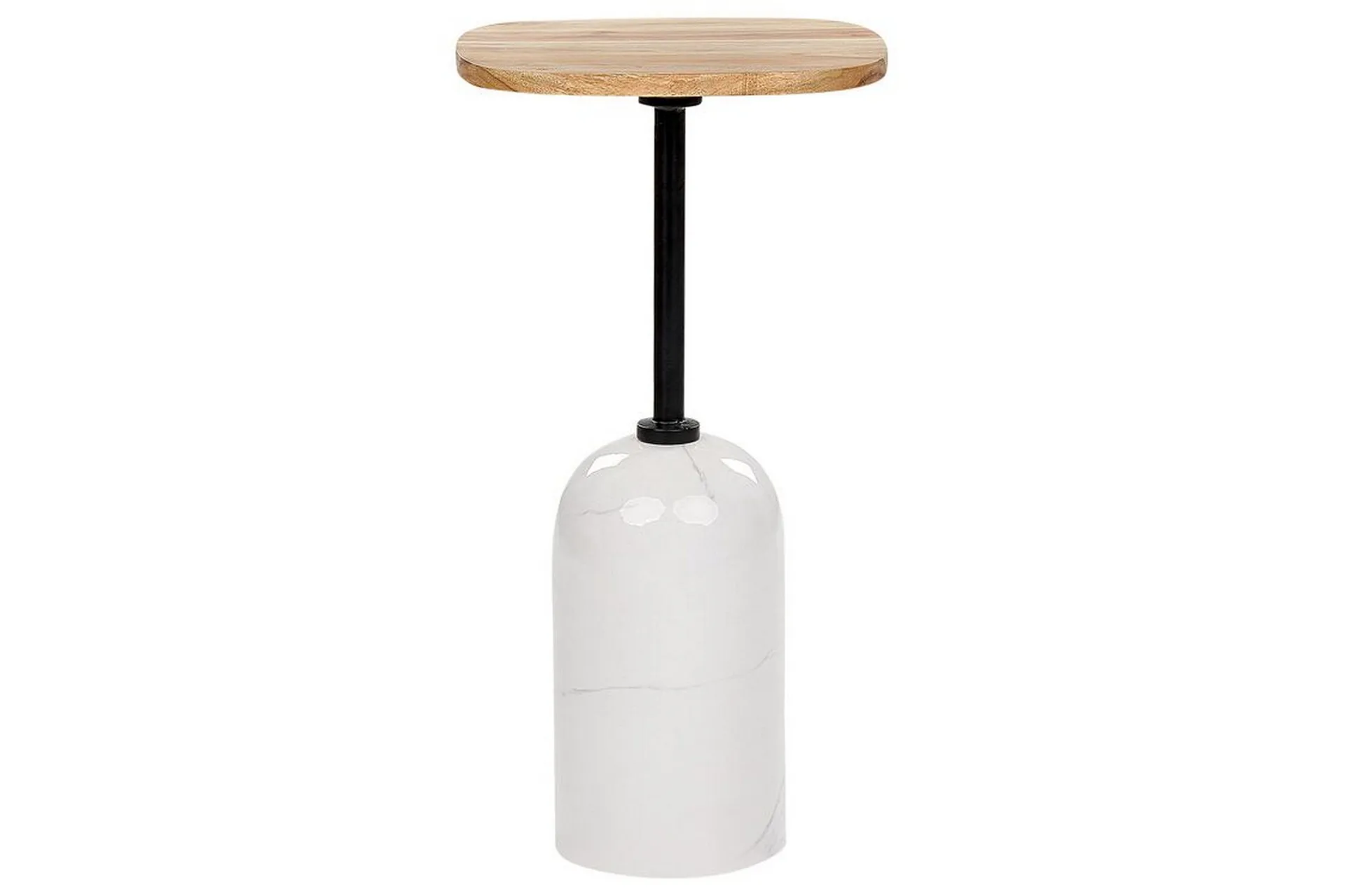Sidebord Hvit Lyst tre Metall 30 x 59 x 30 cm Marmoreffekt Bordplate i akasietre Rund og geometrisk form Moderne design Småbord