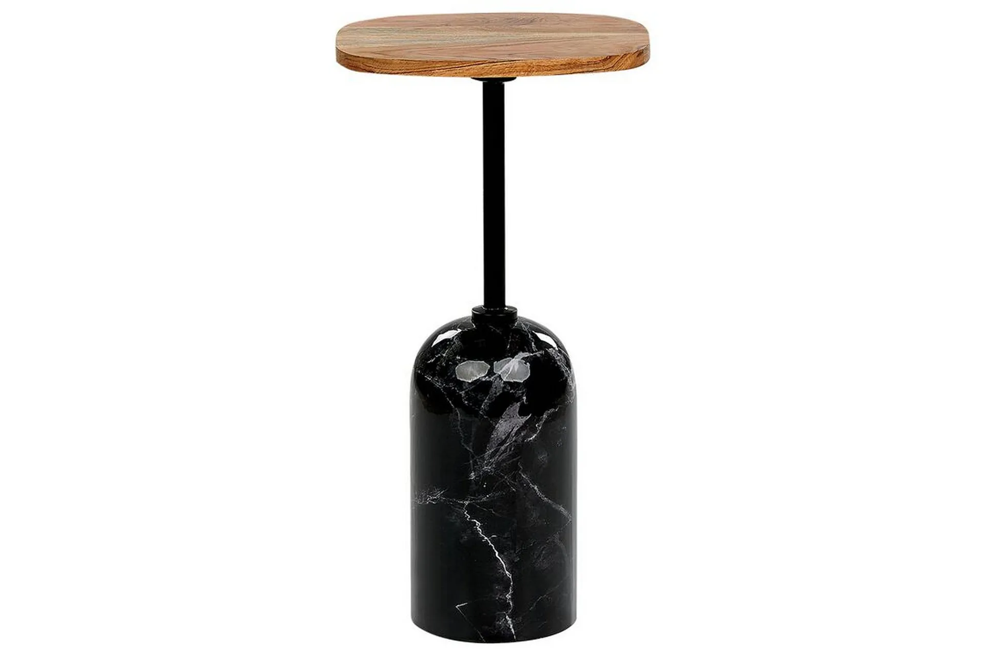 Sidebord Svart Lyst tre Metall 30 x 59 x 30 cm Marmoreffekt Bordplate i akasietre Rund og geometrisk form Moderne design Småbord