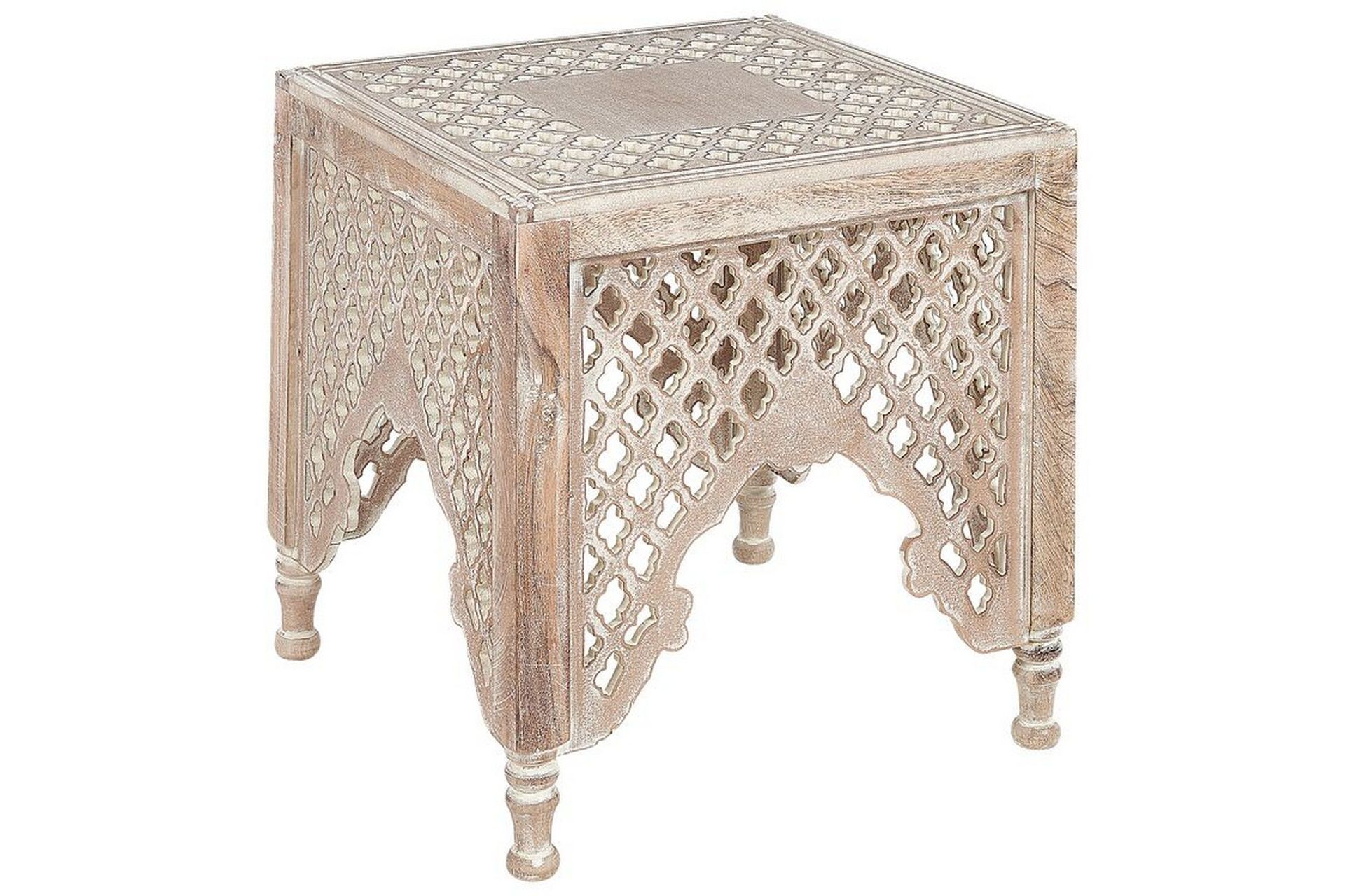 Sidebord Lys Tre Natur Mangotre Dekorativt kaffebord Små stuemøbler Orientalsk design