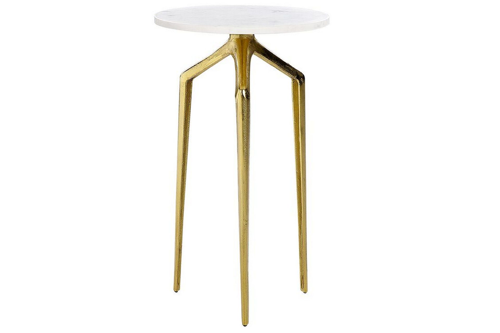 Sidebord Hvit marmor Gull Metall 31 x 31 cm Rund form Moderne Glamour Dekorativt Småbord Nattbord Stue Gang
