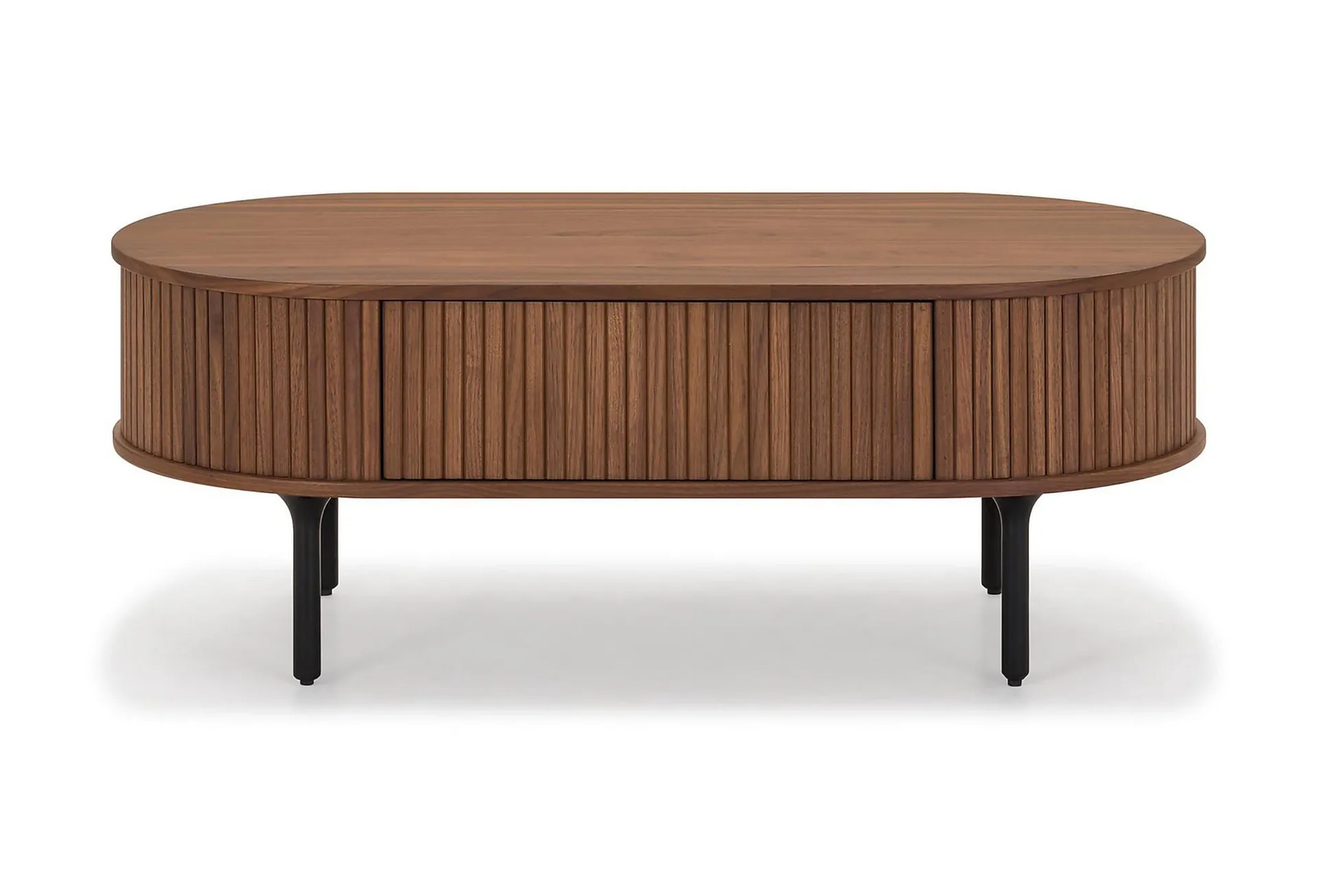Noira Ovalt Spisebord Valnøtt 220 cm Ribbet - Mørkebrunt / Brunt Tre