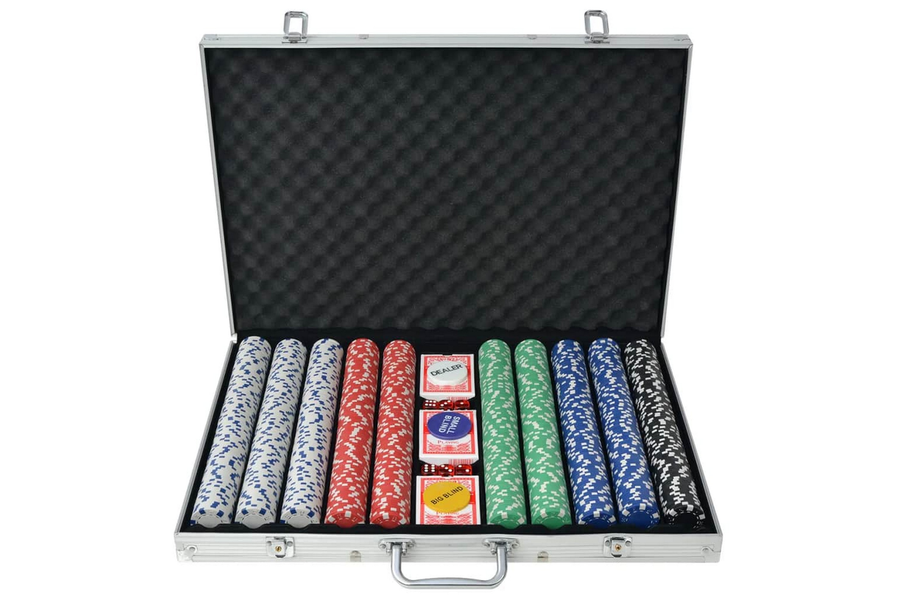 Pokersett med 1000 sjetonger aluminium -