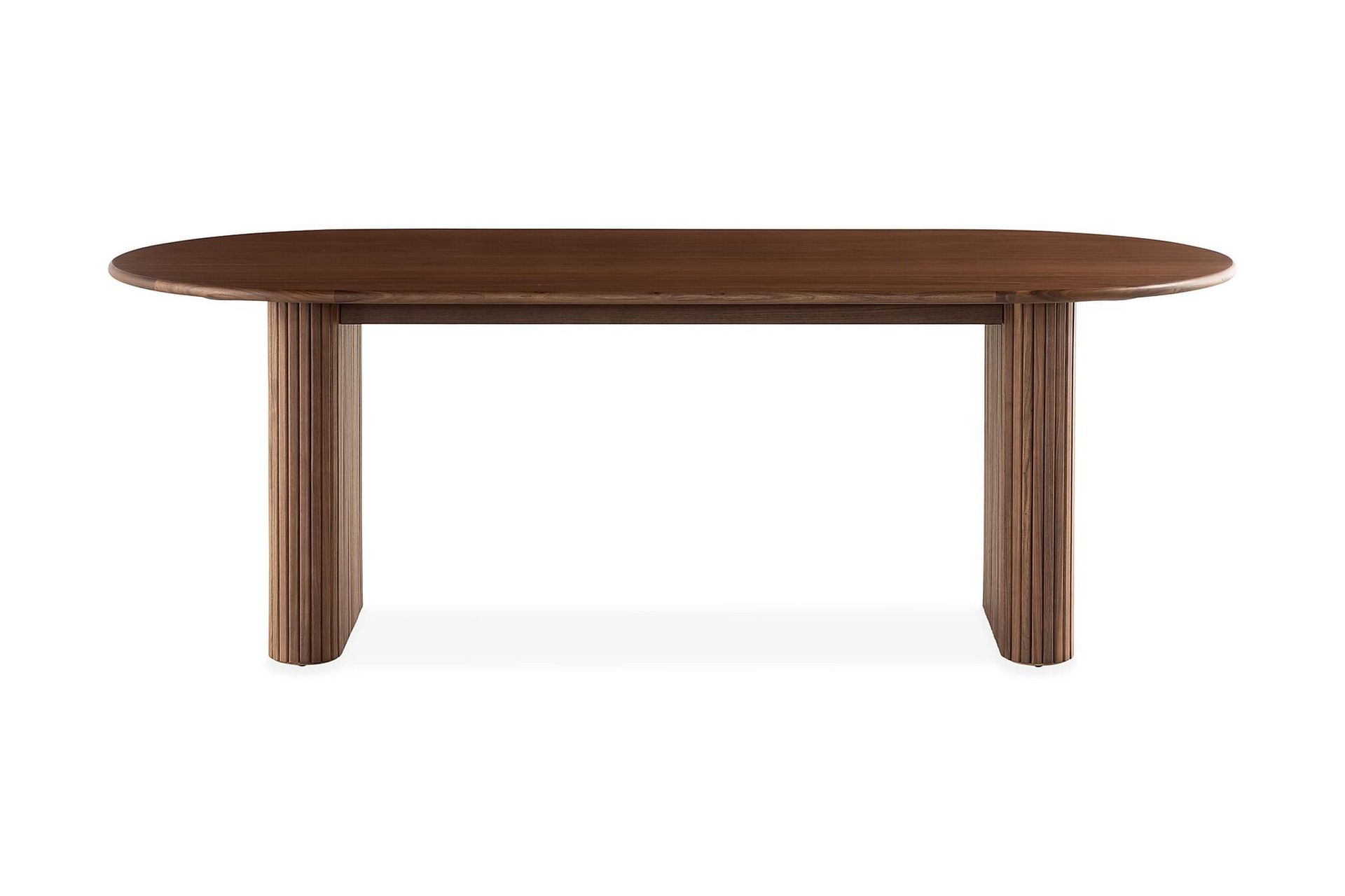 Noira Ovalt Spisebord Valnøtt 220 cm Ribbet - Mørkebrunt / Brunt Tre