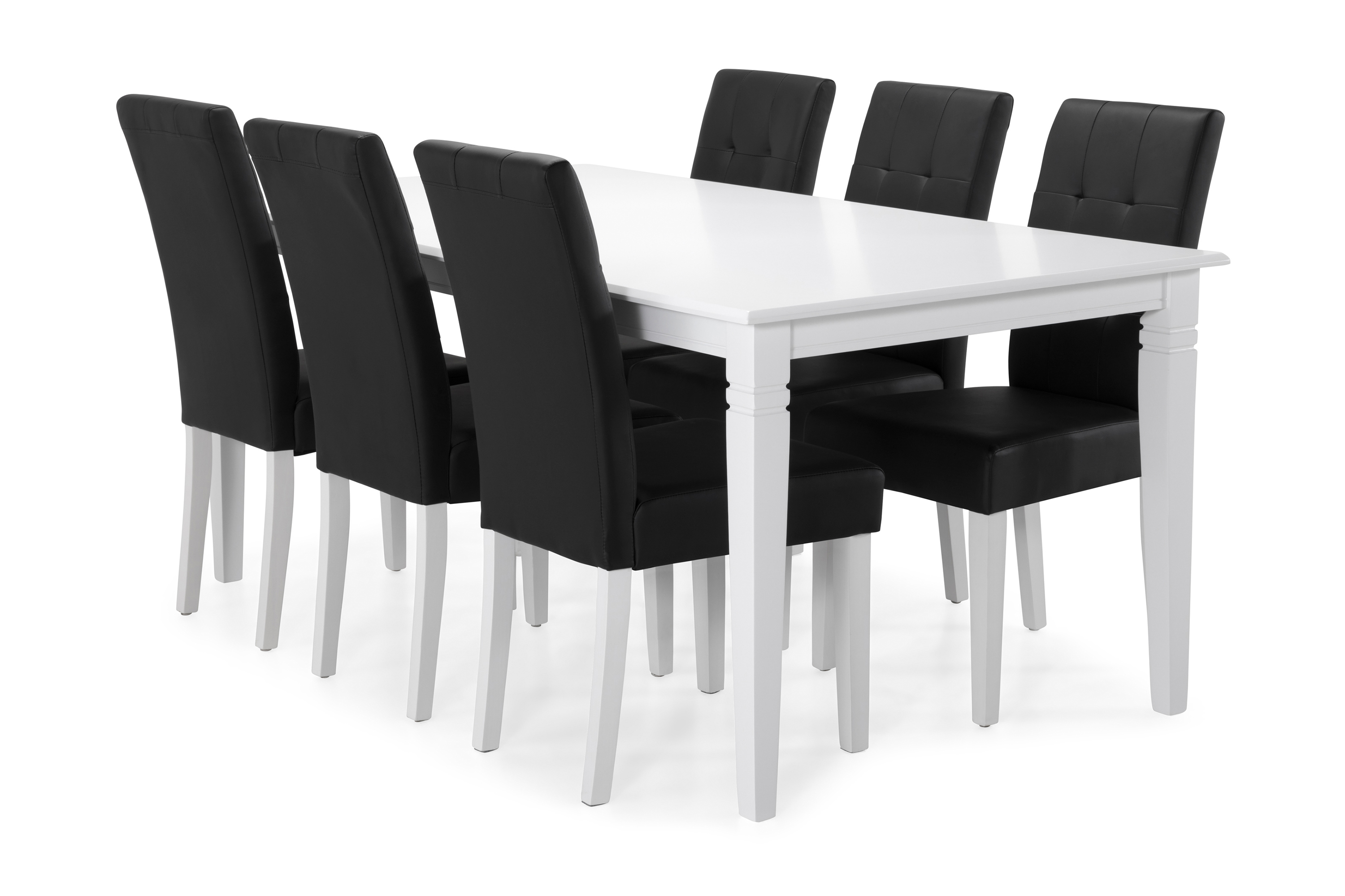 Hartford Spisebord med 6 Viktor stoler - Svart/Hvit