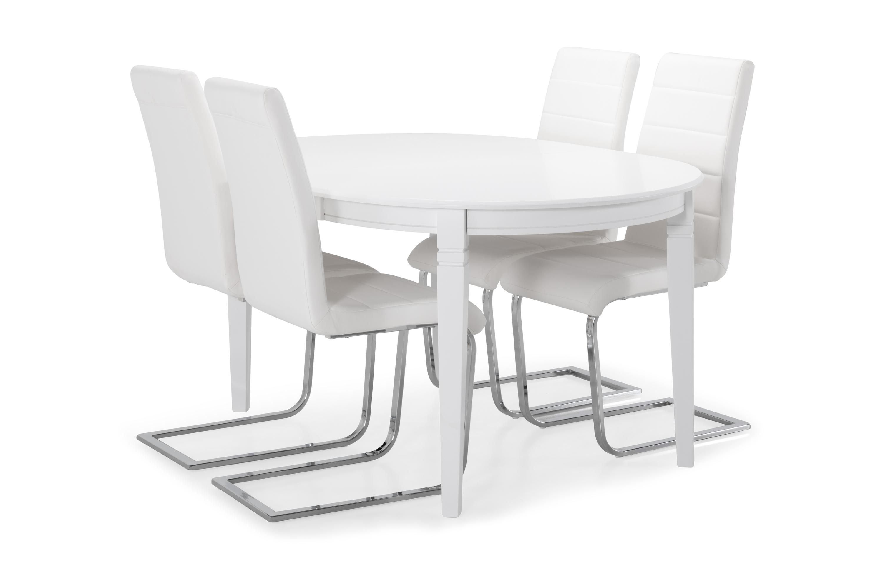 Läckö Spisebord med 4 Cibus stoler - Hvit