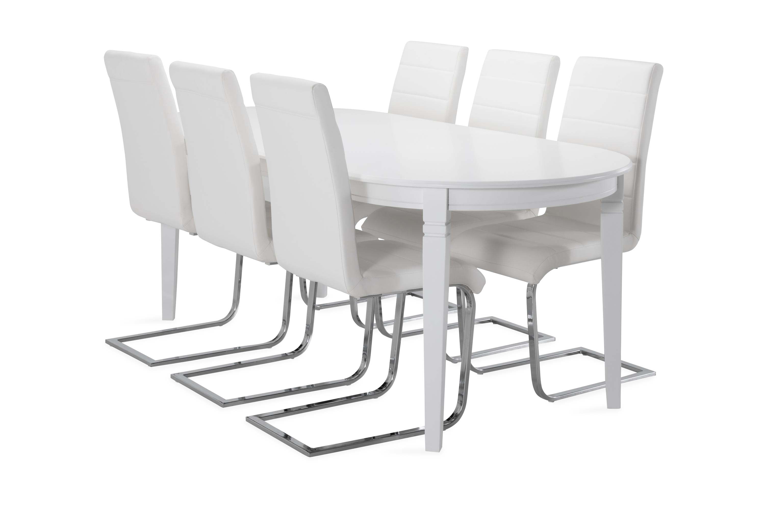 Läckö Spisebord med 6 Cibus stoler - Hvit/Krom