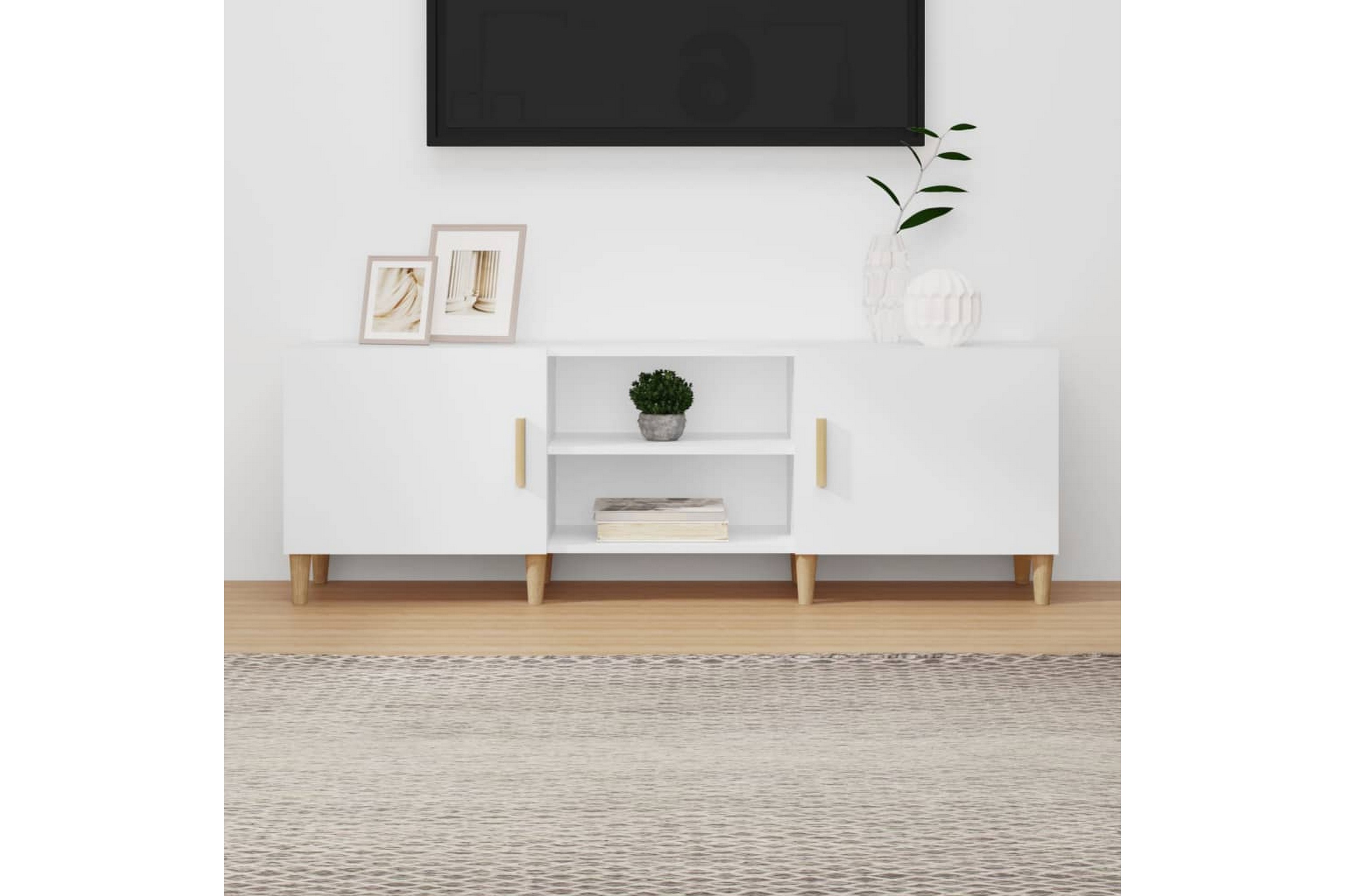 beBasic TV-benk hvit 150x30x50 cm konstruert tre - Hvit