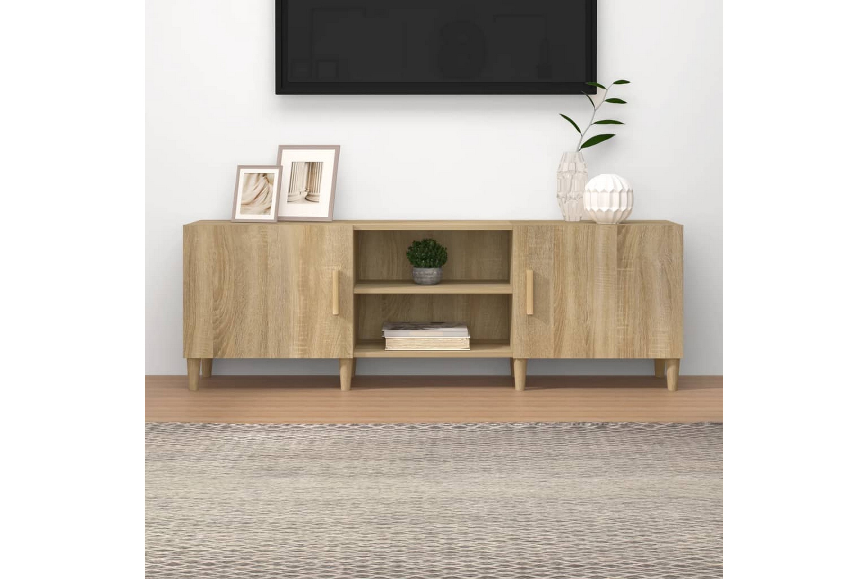 beBasic TV-benk sonoma eik 150x30x50 cm konstruert tre - Brun