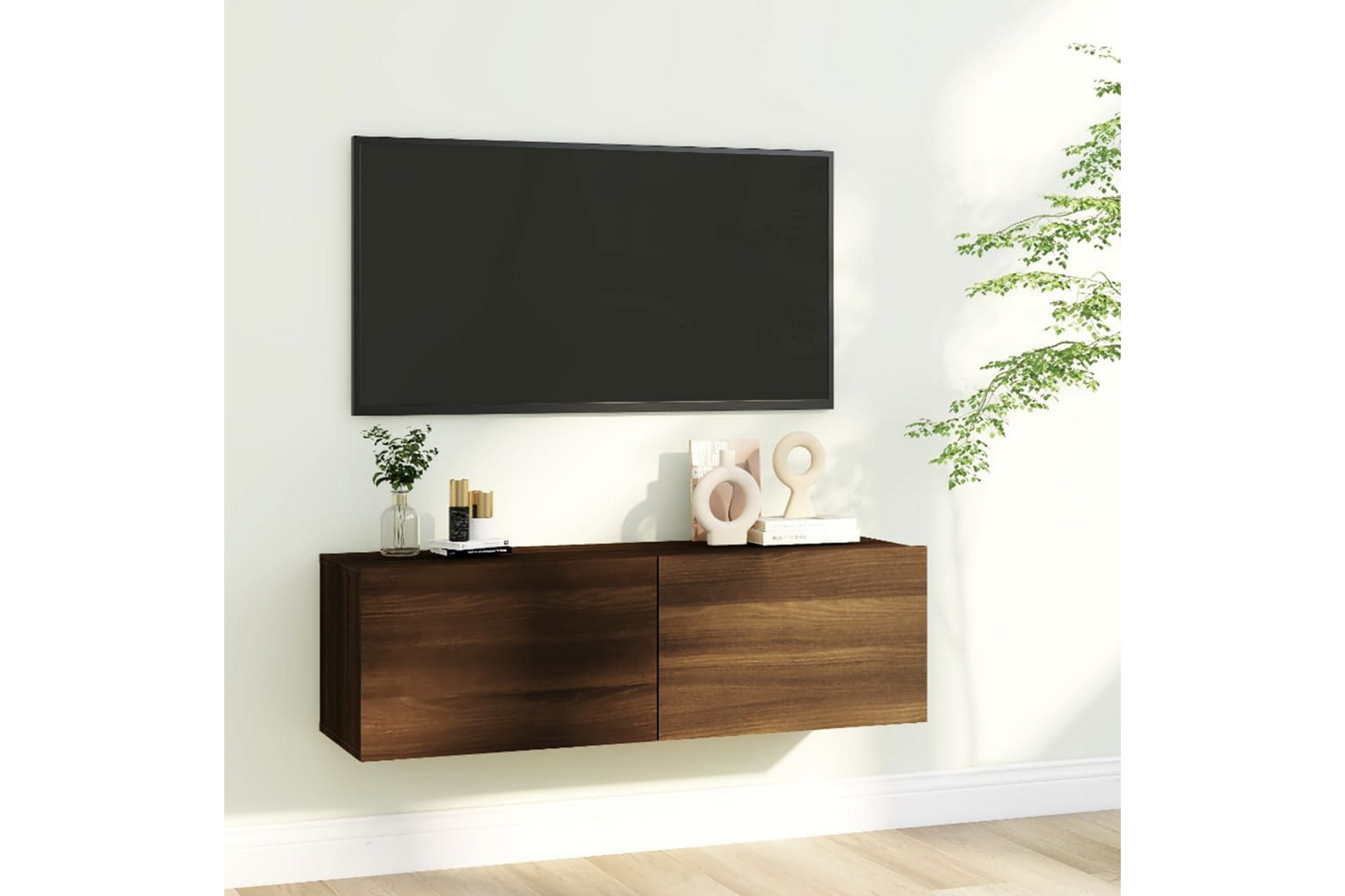 TV-benk brun eik 100x30x30 cm konstruert tre - Brun