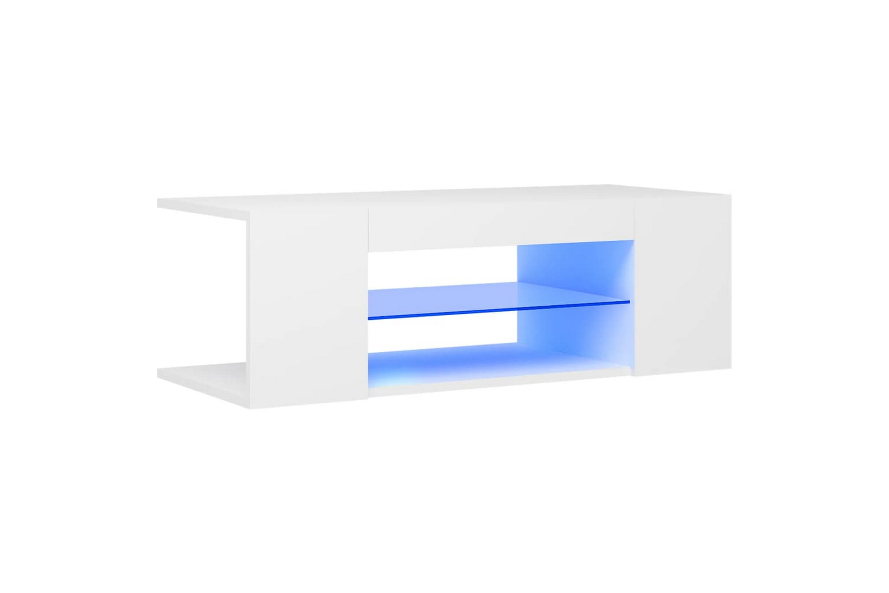 TV-benk med LED-lys hvit 90x39x30 cm - Hvit