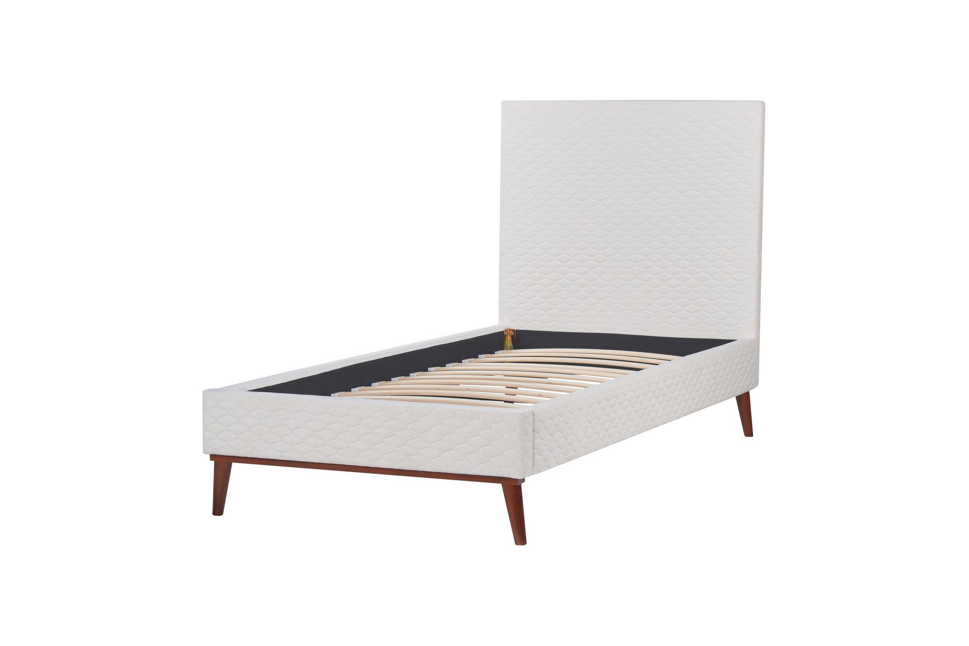 Seng Offwhite Fløyel 90 x 200 cm Sengegavl Komfortabel Elegant Moderne Skandinavisk Soverom