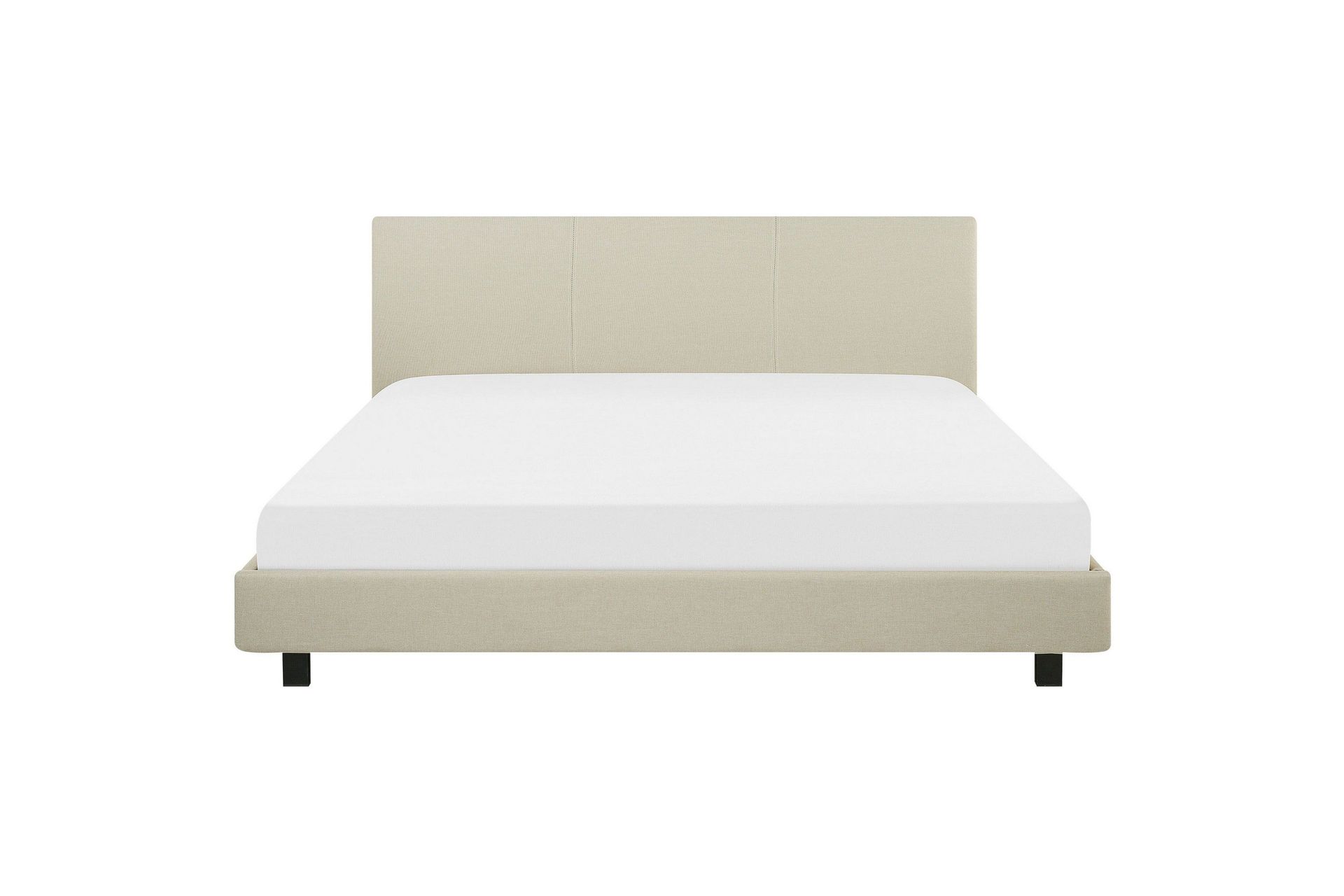 Vannseng Beige Polyester Stoff 180 x 200 cm Sengegavl Lamelbunn Soverom Minimalistisk Moderne