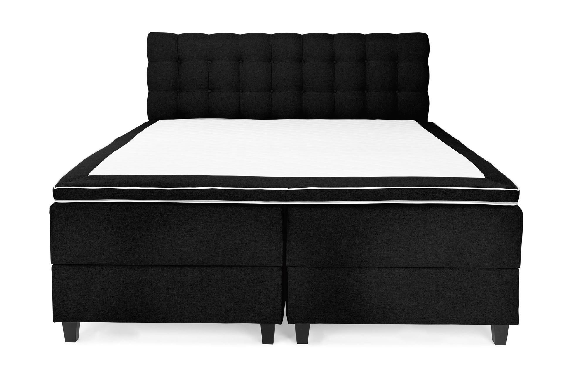 Boxspring-Sengeramme Boksfjær Svart 180X200 Cm Super King Stoff