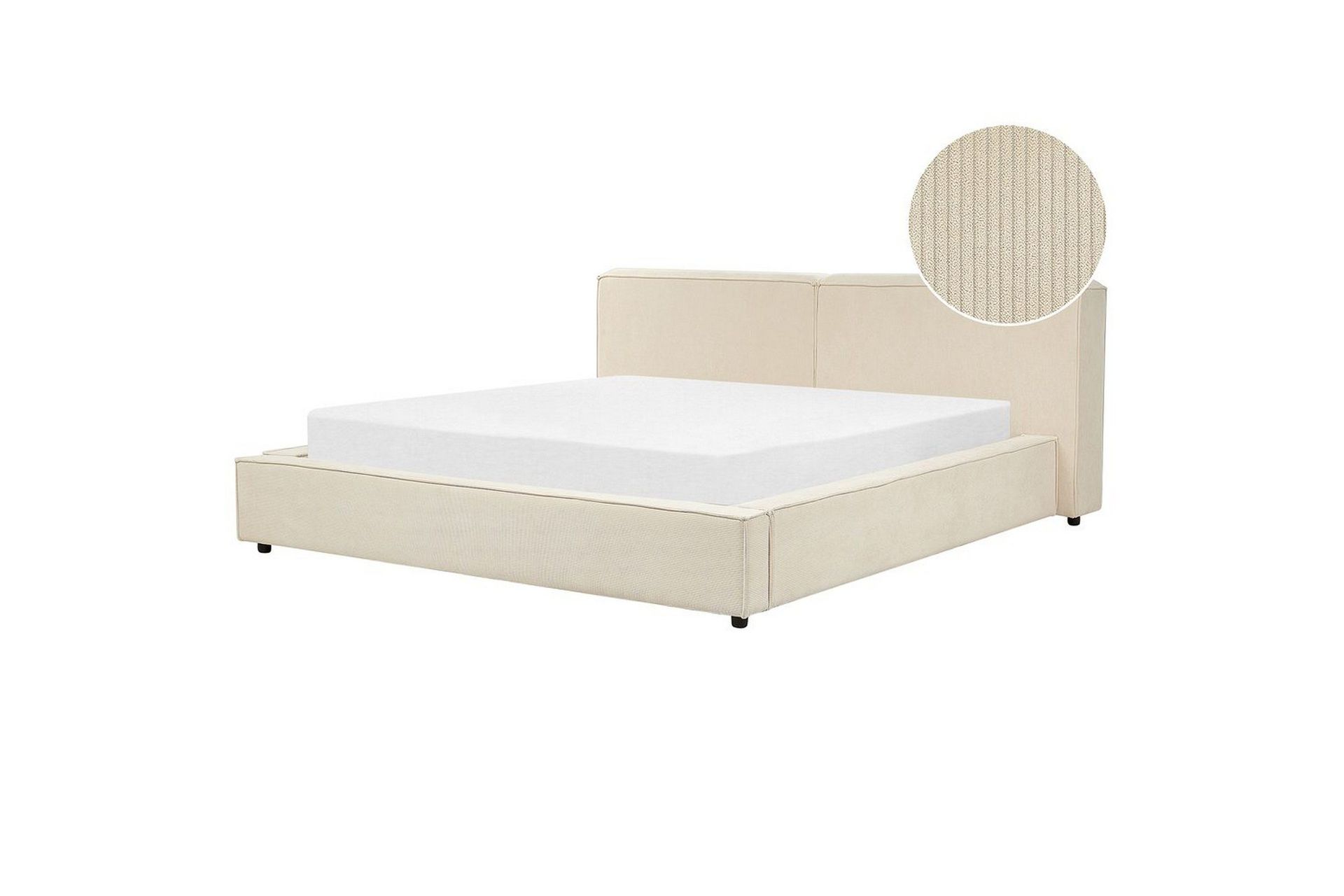 Polstret seng Beige kordfløyel med spileramme 180 x 200 cm Høy vattert hodegjerde Retrodesign Dobbeltseng Ekteskapsseng Soveromsmøbler Møbler