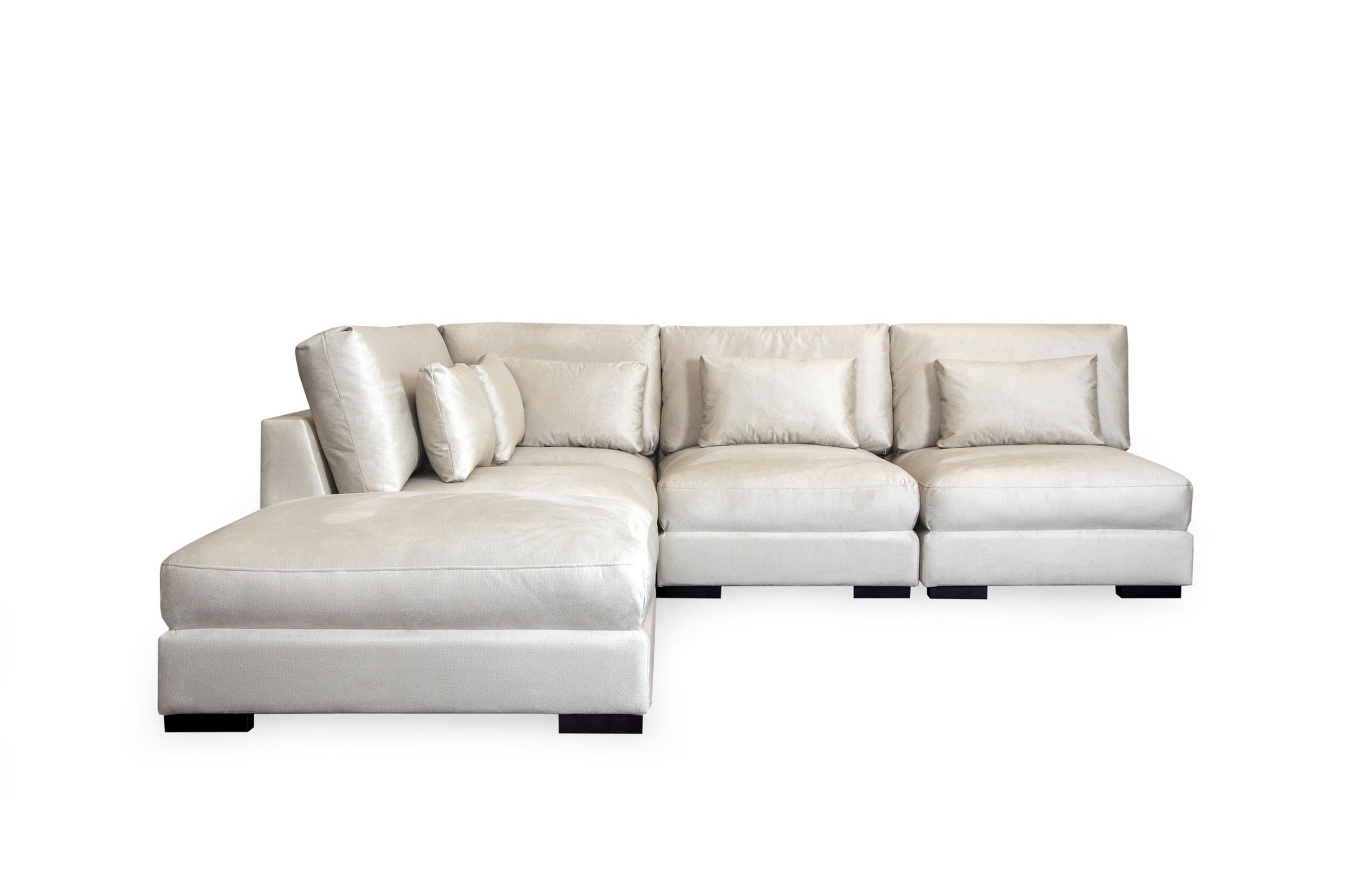 Dubai sjeselong sofa Right Velvet - Hvit