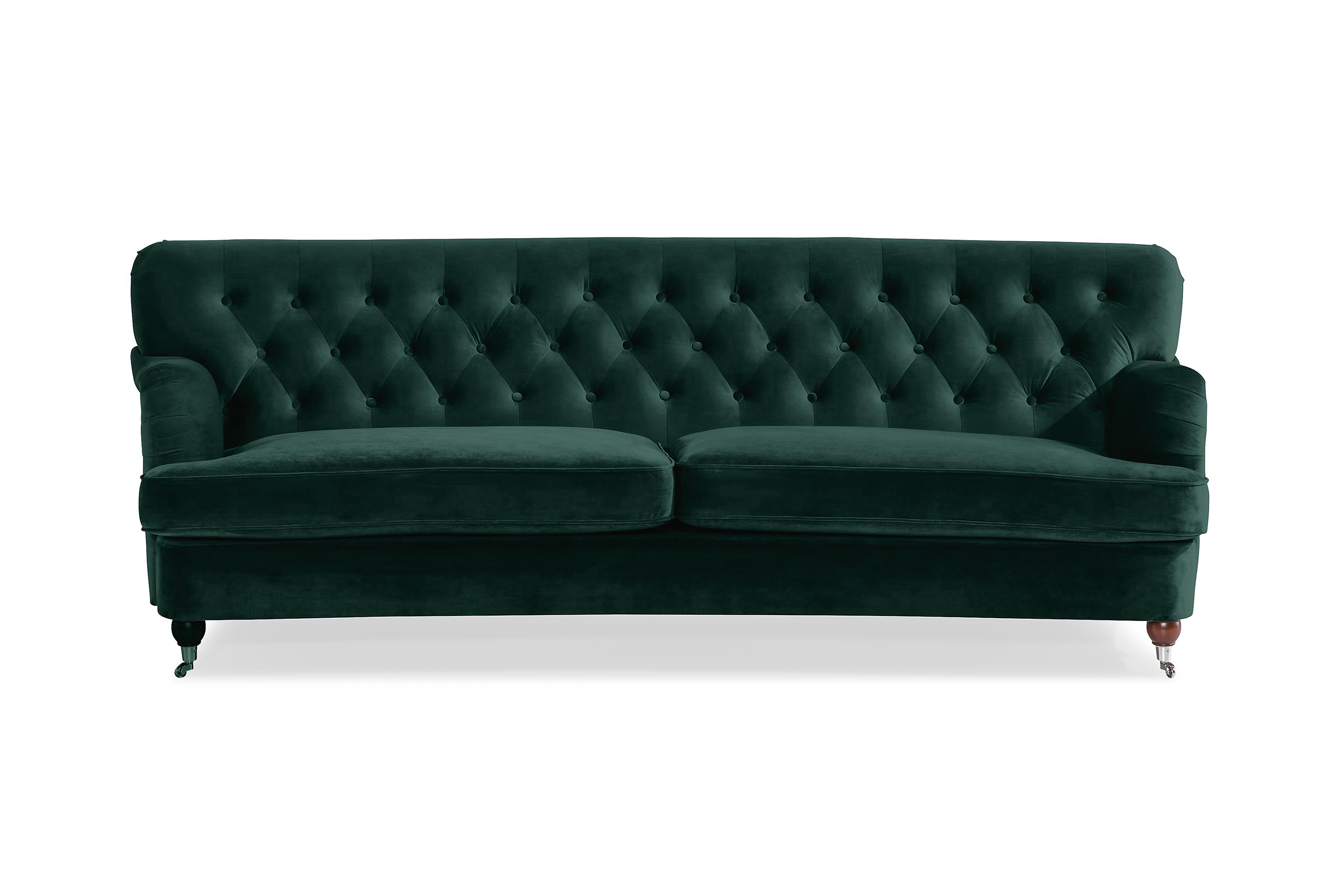 Howard Riviera Buet 3-seters Sofa Fløyel - Mørkegrønn