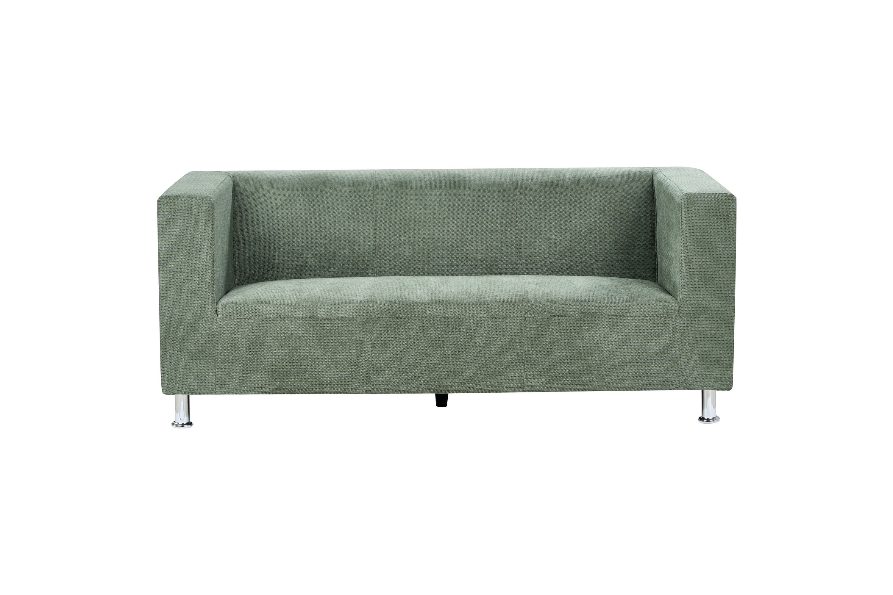 3-seters Sofa Grønt Stoff Sølv Metall Ben Spor Arm Moderne Design