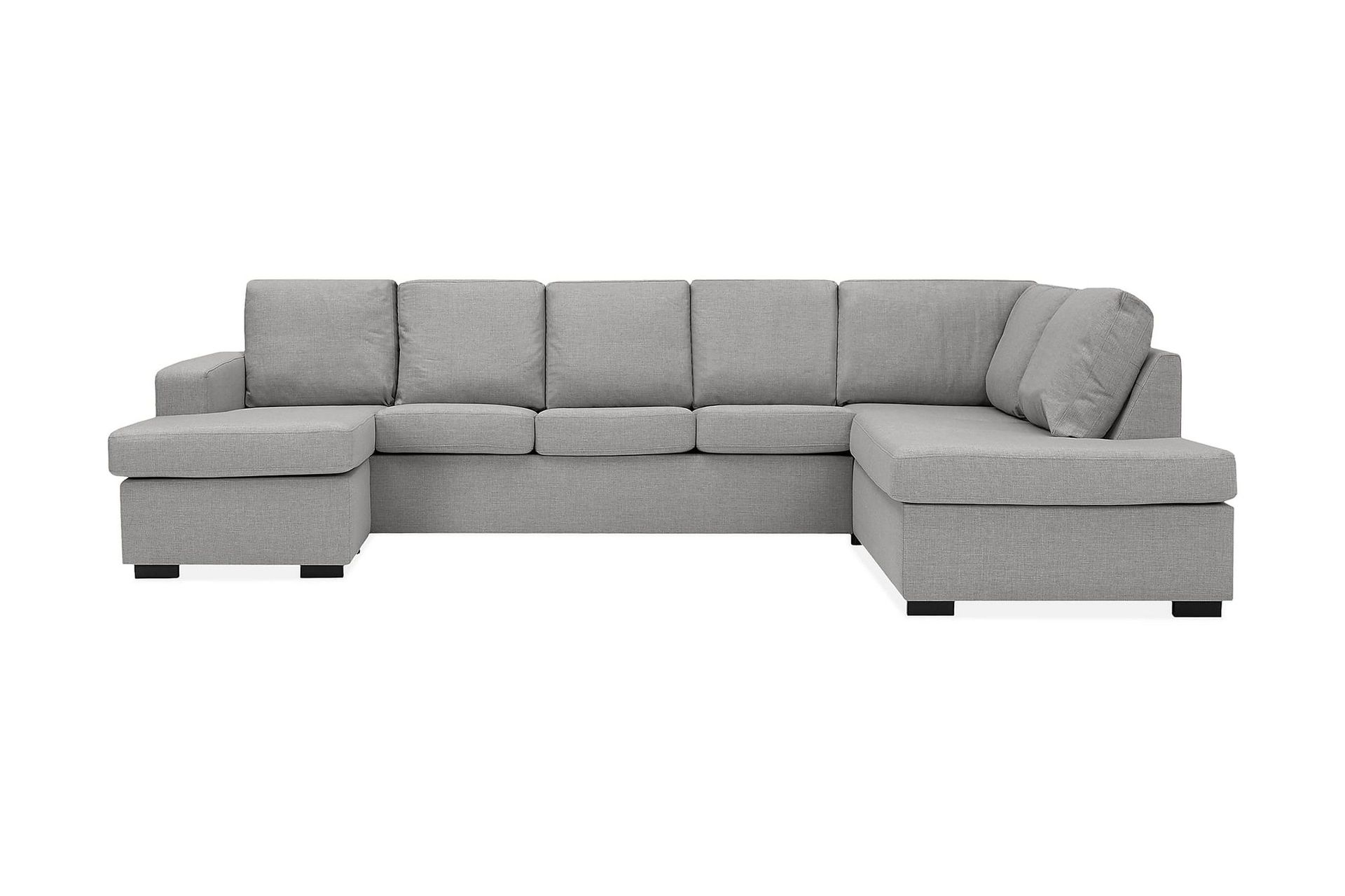 Crazy 5-seters Høyrevendt U-formet X-Large Sofa med Divan og Sjeselong i Stoff - Grå
