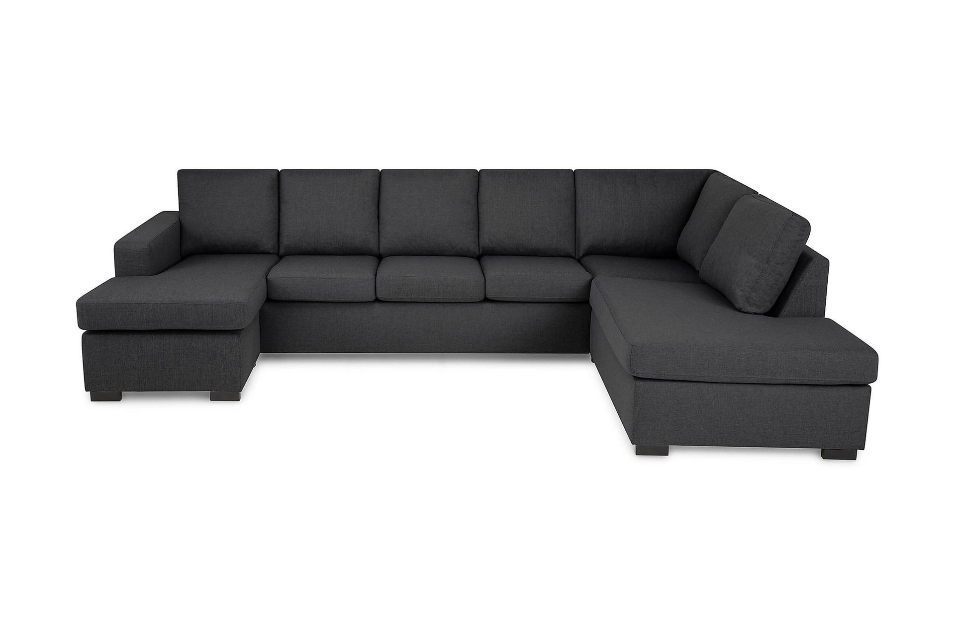 Crazy 5-seters Høyrevendt U-formet X-Large Sofa med Divan og Sjeselong i Stoff - Mørk grå