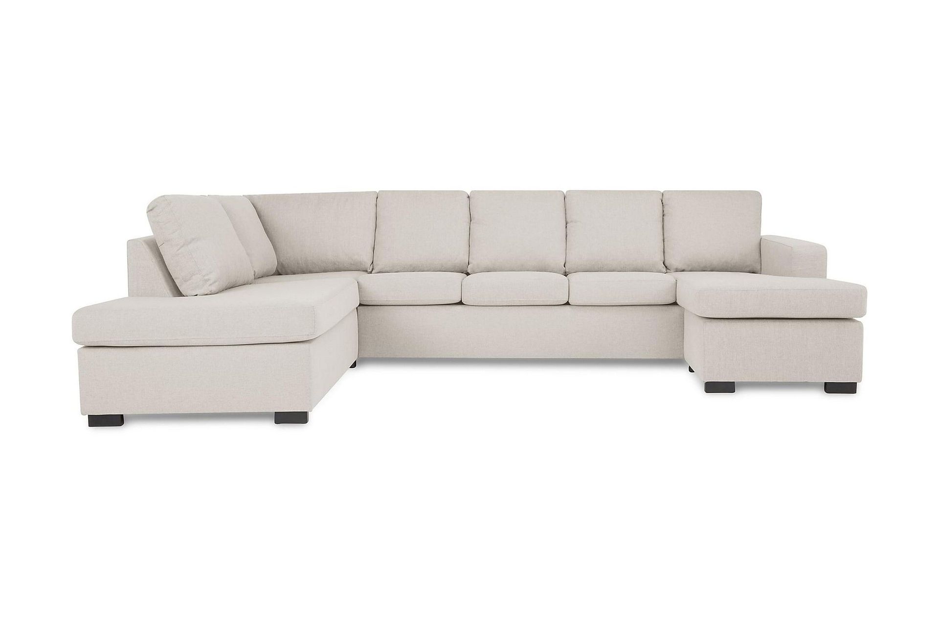 Crazy 5-seters Venstrevendt U-formet Sofa med Divan og Sjeselong i Stoff - Beige