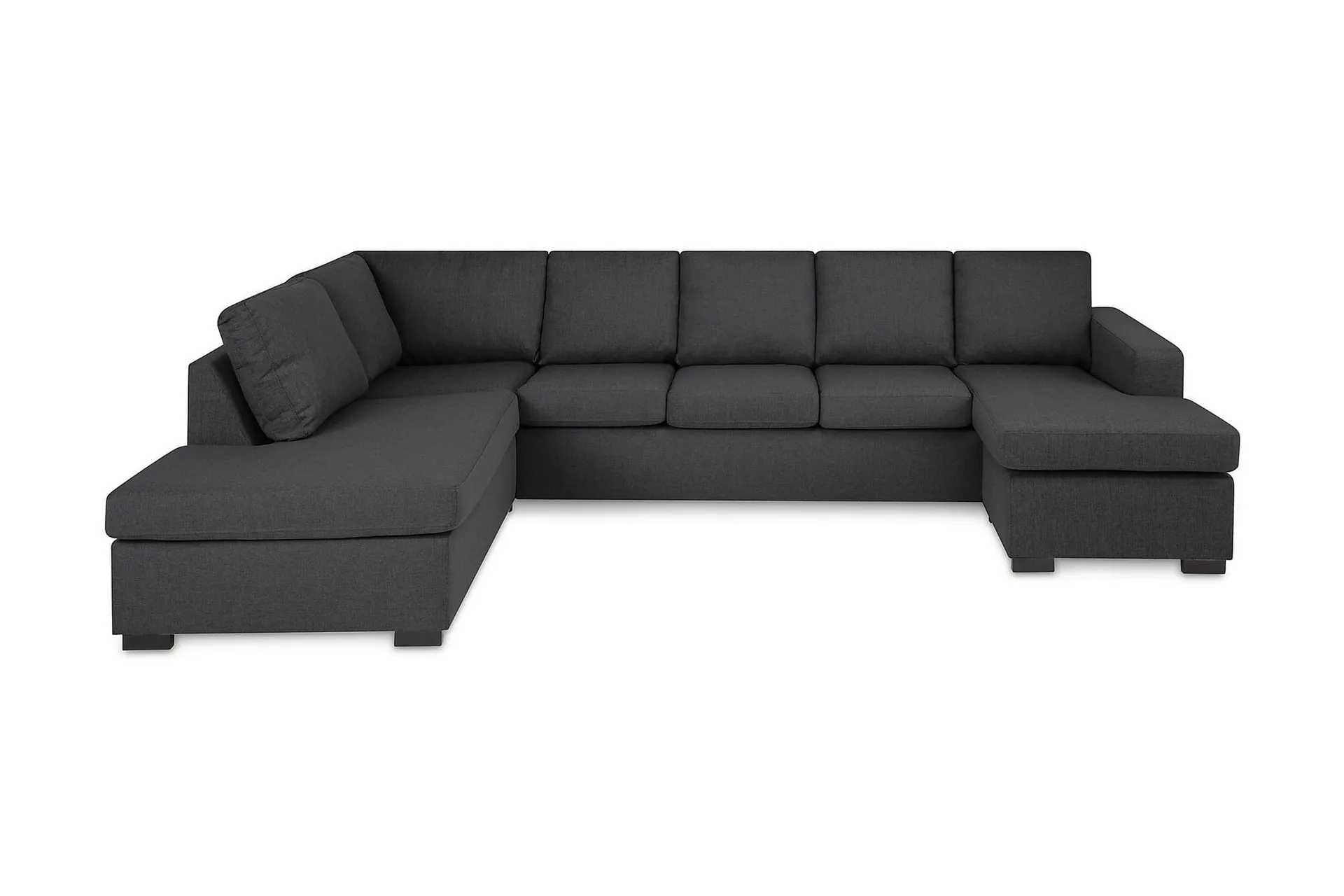 Crazy 5-seters Venstrevendt U-formet Sofa med Divan og Sjeselong i Stoff - Mørk grå