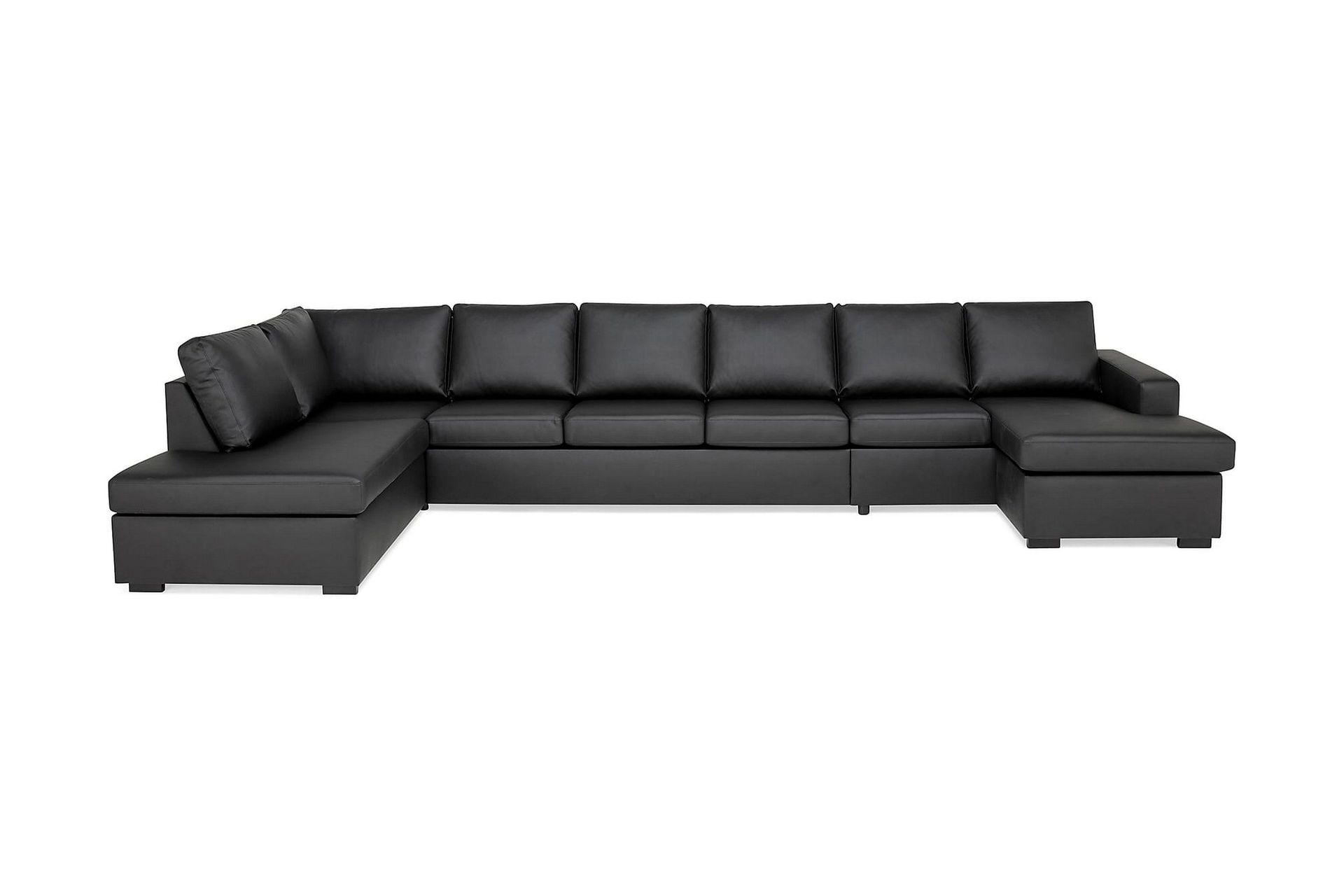 Crazy 6-seters Venstrevendt U-formet XX-Large Sofa med Divan og Sjeselong i Kunstlær - Svart