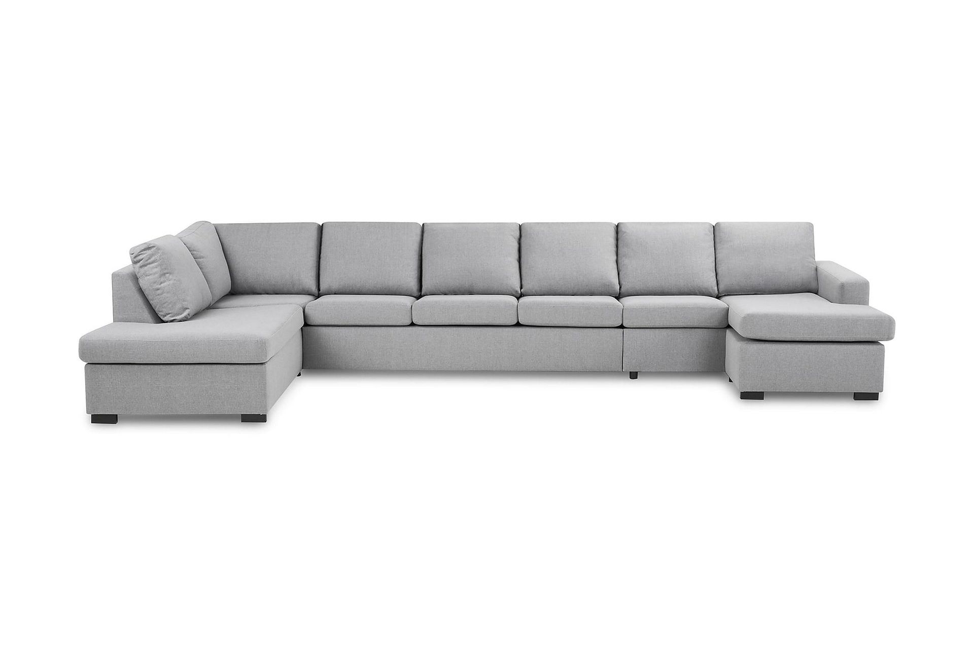 Crazy 6-seters Venstrevendt U-formet XX-Large Sofa med Divan og Sjeselong i Stoff - Grå