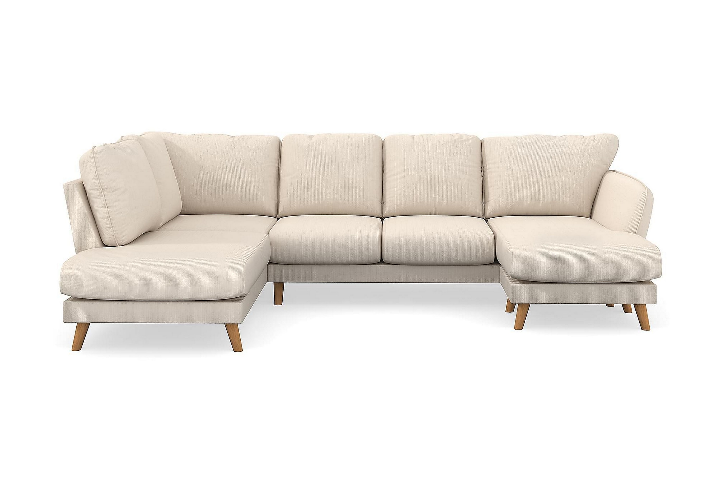 Trend Lyx U-Sofa med Divan Høyre - Beige Kordfløyel