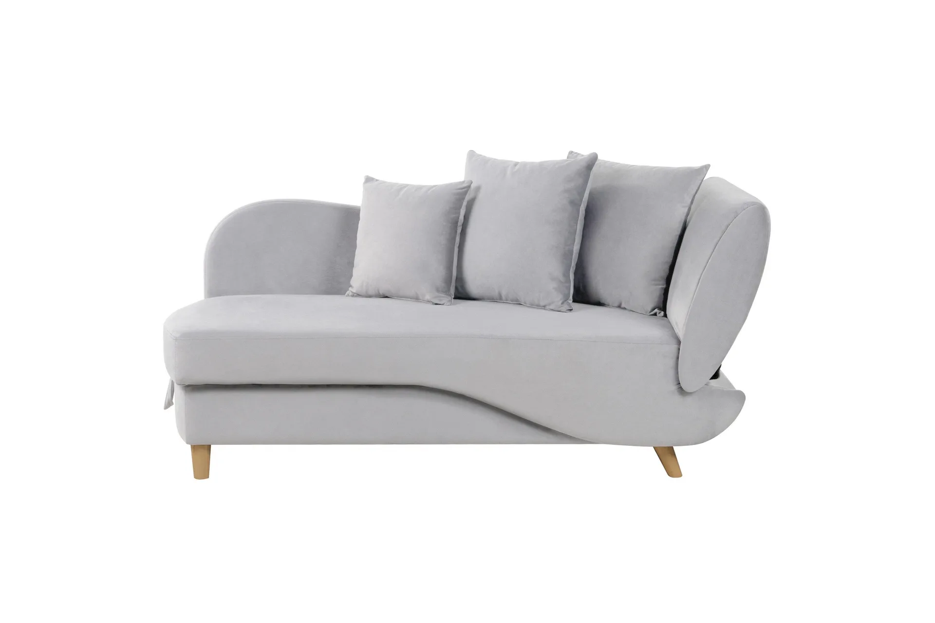 Sjeselong med oppbevaring Lysegrå Fløyel 2-seter Høyrevendt Justerbar ryggstøtte Pynteputer Moderne design