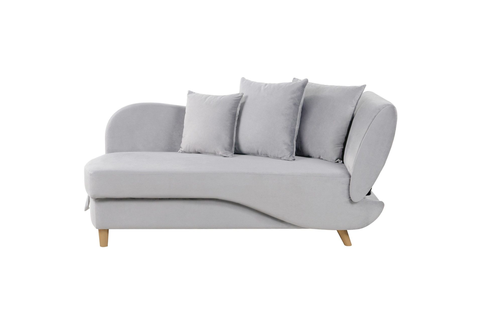 Sjeselong med oppbevaring Lysegrå Fløyel 2-seter Høyrevendt Justerbar ryggstøtte Pynteputer Moderne design