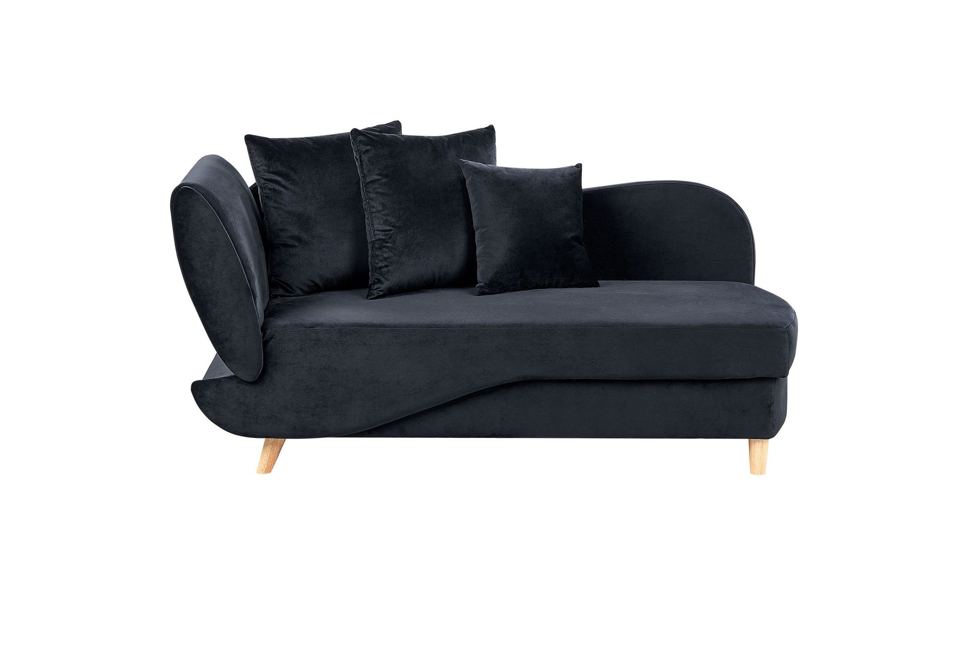 Sjeselong med oppbevaring Svart Fløyel 2-seter Venstrevendt Justerbar ryggstøtte Moderne design