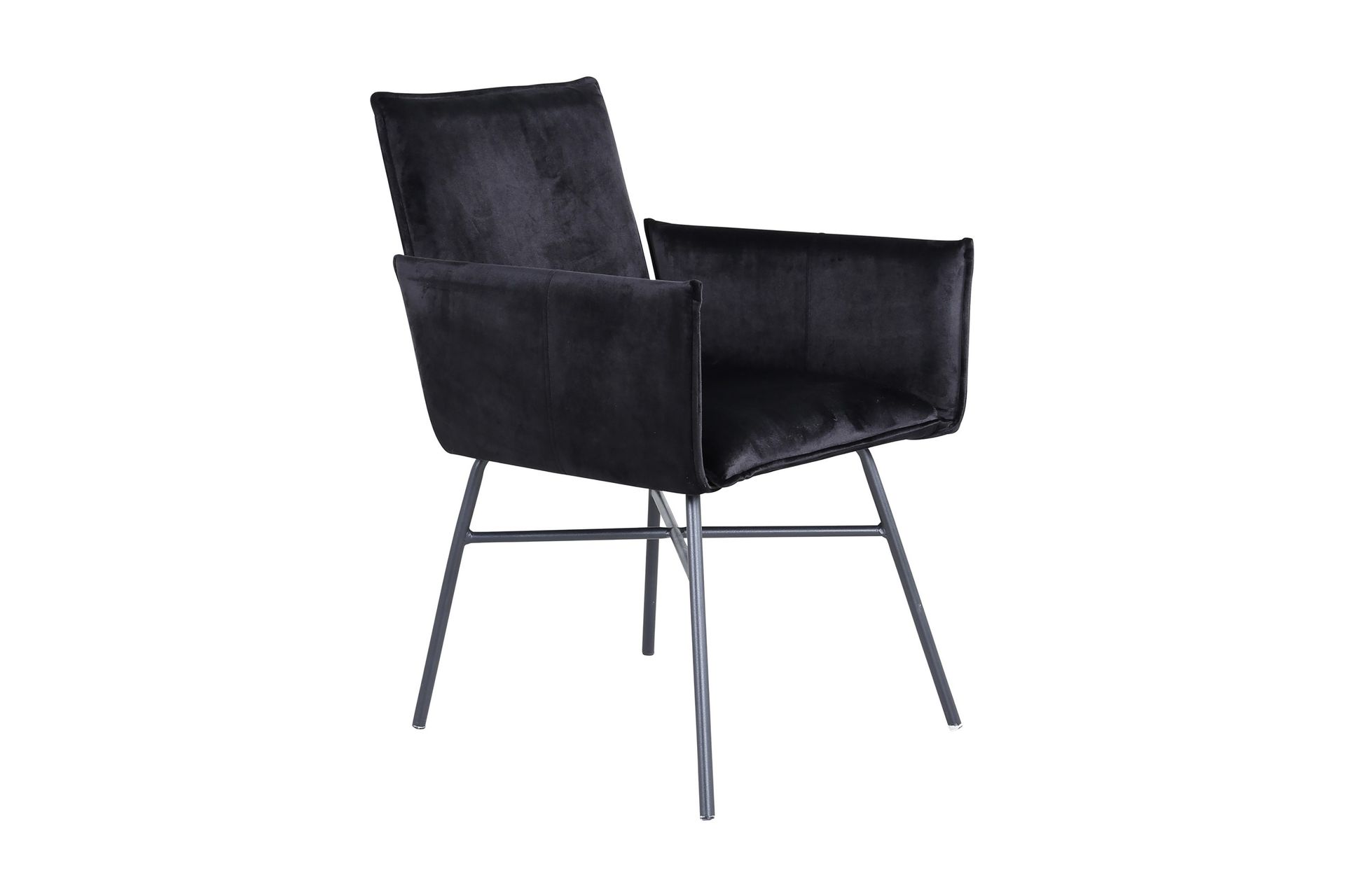 VENTURE DESIGN Pippi spisebordsstol, med armlener - svart fløyel/polyester lin og sort stål