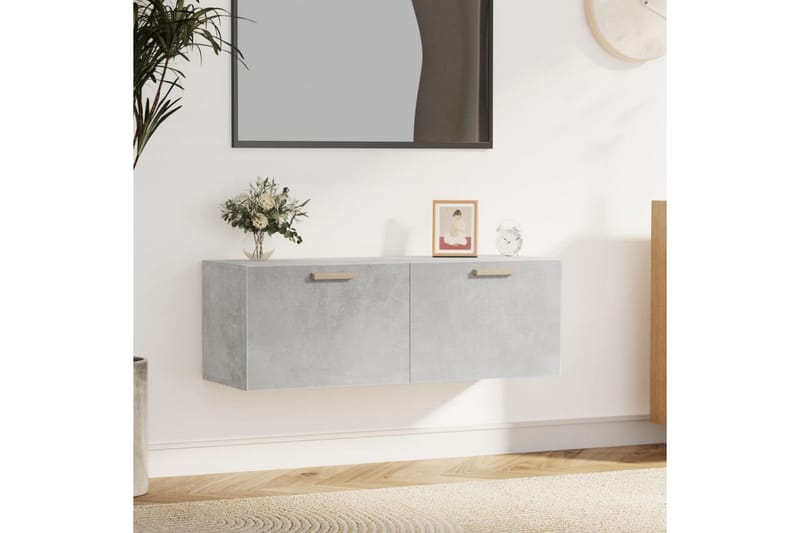 beBasic Veggskap betonggrå 100x36,5x35 cm konstruert tre - GrÃ¥ - Oppbevaring - Vegghengt oppbevaring