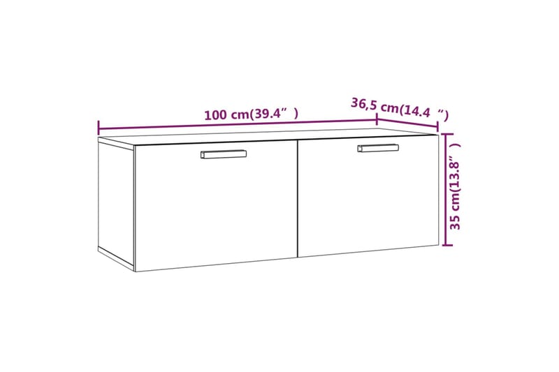 beBasic Veggskap betonggrå 100x36,5x35 cm konstruert tre - GrÃ¥ - Vegghengt oppbevaring