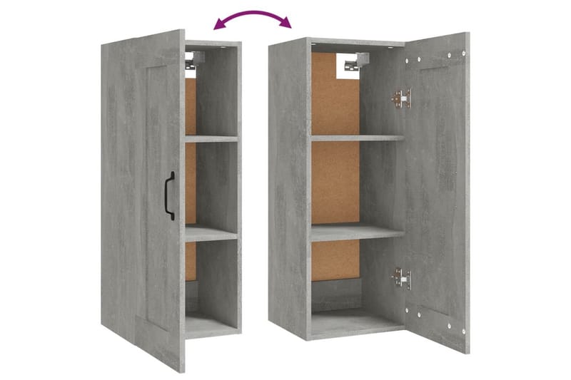 beBasic Veggskap betonggrå 35x34x90 cm konstruert tre - GrÃ¥ - Oppbevaring - Vegghengt oppbevaring