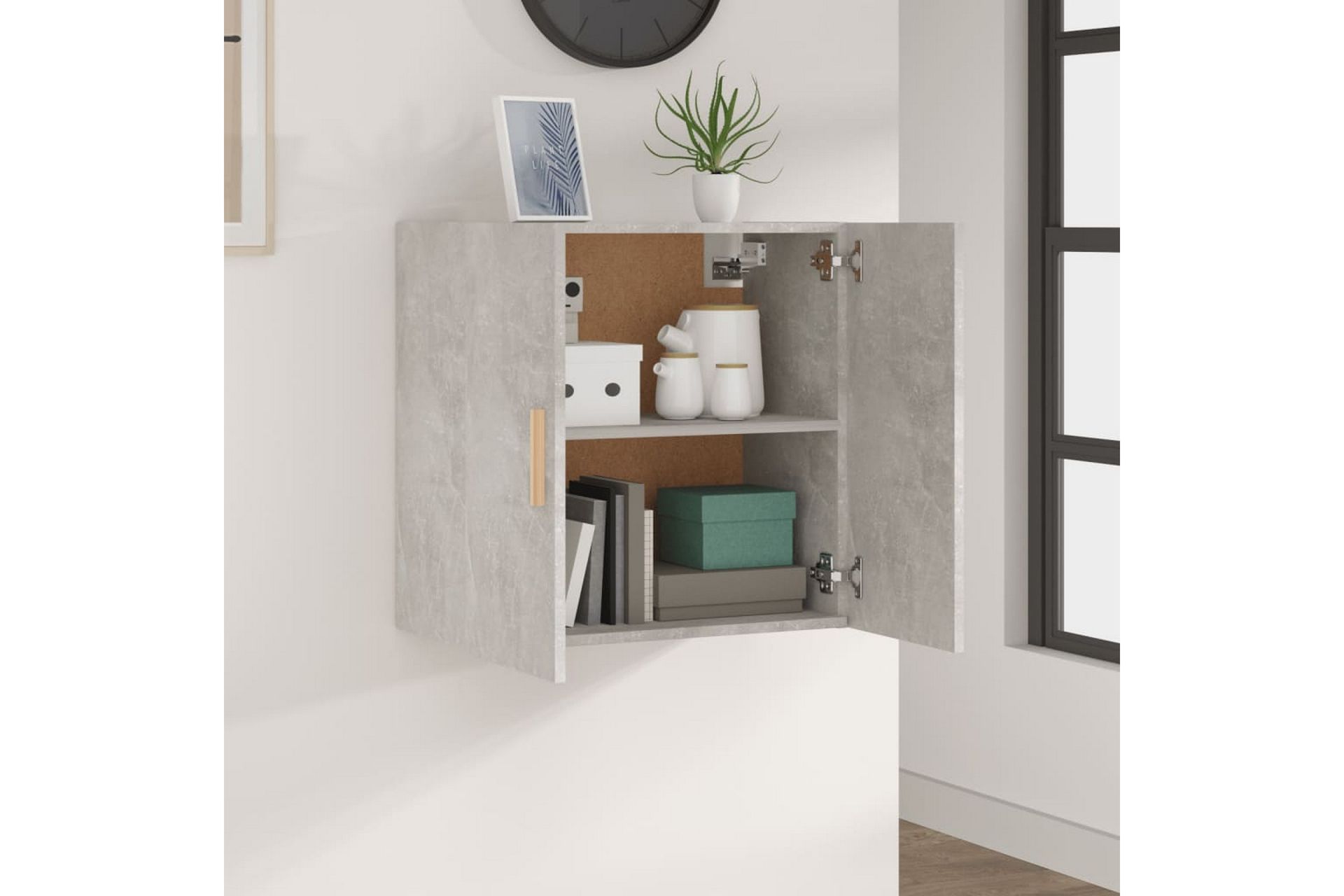 beBasic Veggskap betonggrå 60x30x60 cm konstruert tre - Hvit - Oppbevaring - Vegghengt oppbevaring