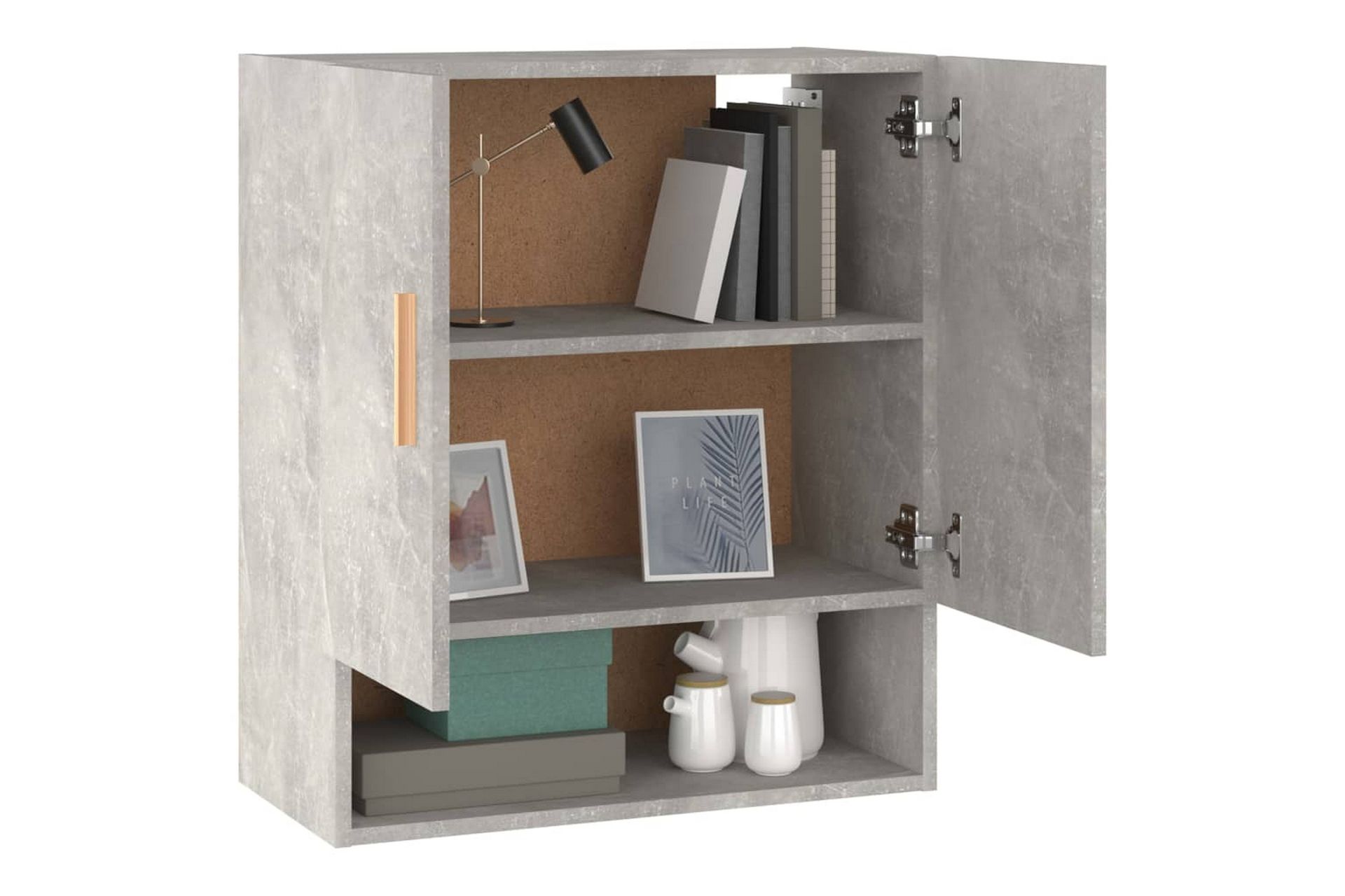 beBasic Veggskap betonggrå 60x31x70 cm konstruert tre - GrÃ¥ - Oppbevaring - Vegghengt oppbevaring