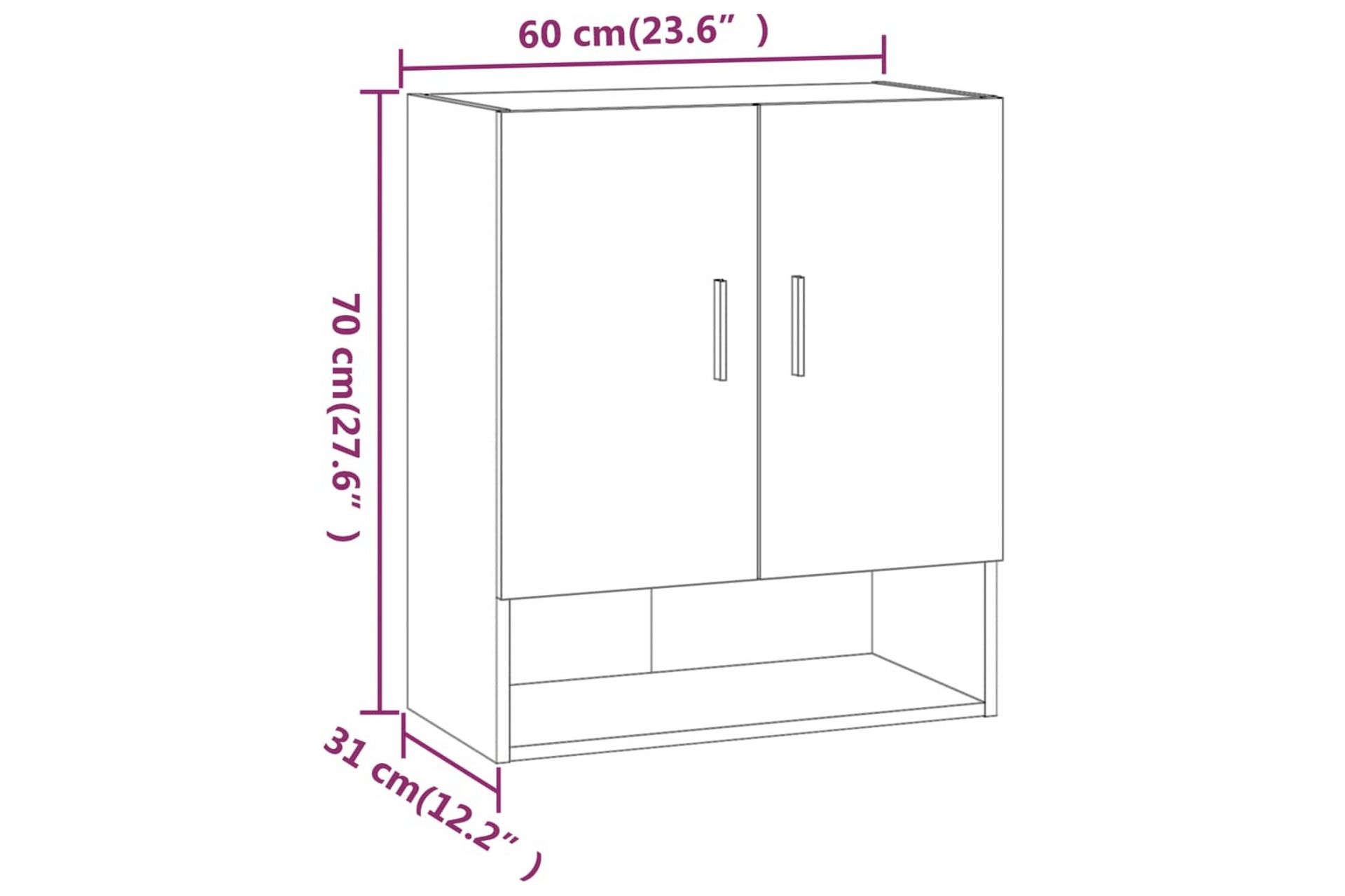 beBasic Veggskap betonggrå 60x31x70 cm konstruert tre - GrÃ¥ - Oppbevaring - Vegghengt oppbevaring