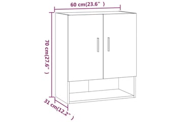 beBasic Veggskap betonggrå 60x31x70 cm konstruert tre - GrÃ¥ - Oppbevaring - Vegghengt oppbevaring