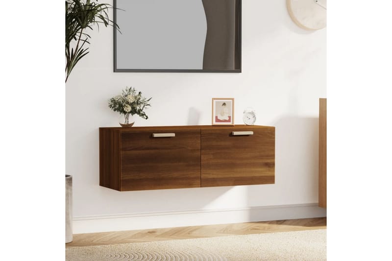 beBasic Veggskap brun eik 100x36,5x35 cm konstruert tre - Brun - Oppbevaring - Vegghengt oppbevaring