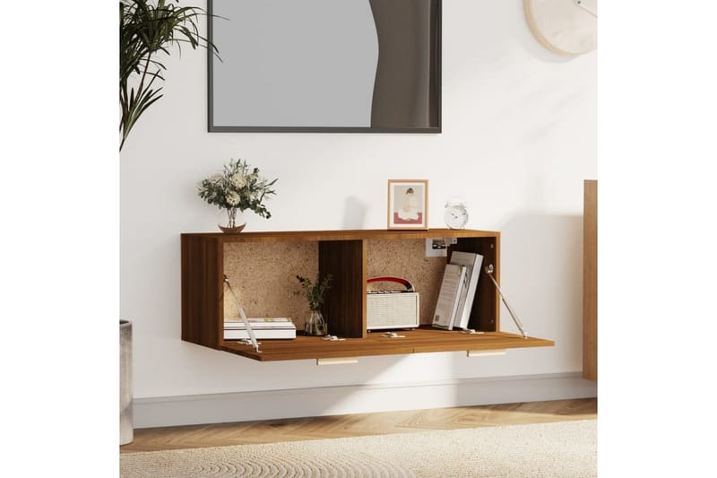 beBasic Veggskap brun eik 100x36,5x35 cm konstruert tre - Brun - Oppbevaring - Vegghengt oppbevaring