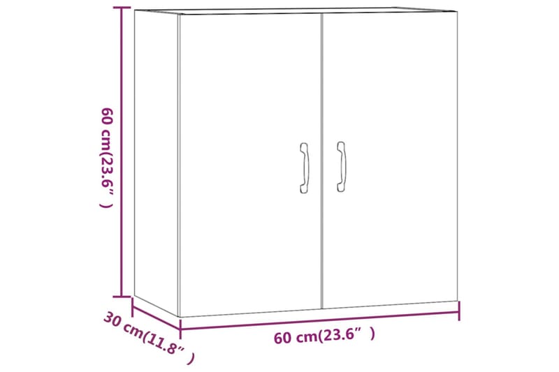 beBasic Veggskap brun eik 60x31x60 cm konstruert tre - Brun - Oppbevaring - Vegghengt oppbevaring