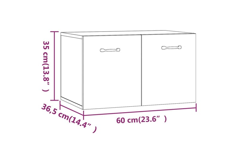 beBasic Veggskap brun eik 60x36,5x35 cm konstruert tre - Brun - Vegghengt oppbevaring