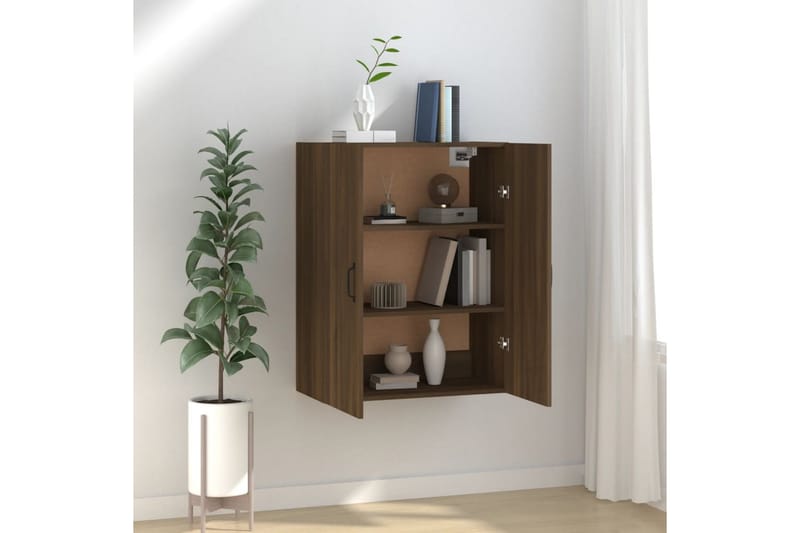 beBasic Veggskap brun eik 69,5x34x90 cm konstruert tre - Brun - Oppbevaring - Vegghengt oppbevaring