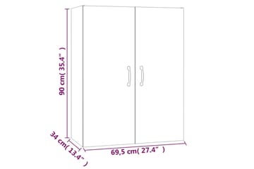 beBasic Veggskap grå eik 69,5x34x90 cm konstruert tre - GrÃ¥ - Oppbevaring - Vegghengt oppbevaring
