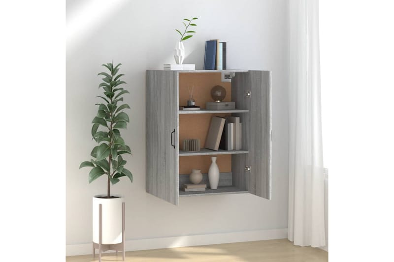 beBasic Veggskap grå eik 69,5x34x90 cm konstruert tre - GrÃ¥ - Oppbevaring - Vegghengt oppbevaring