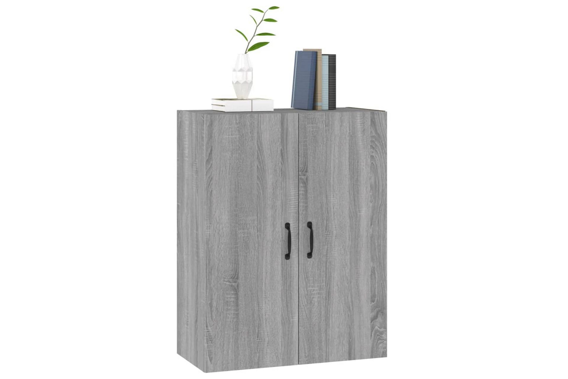beBasic Veggskap grå eik 69,5x34x90 cm konstruert tre - GrÃ¥ - Oppbevaring - Vegghengt oppbevaring
